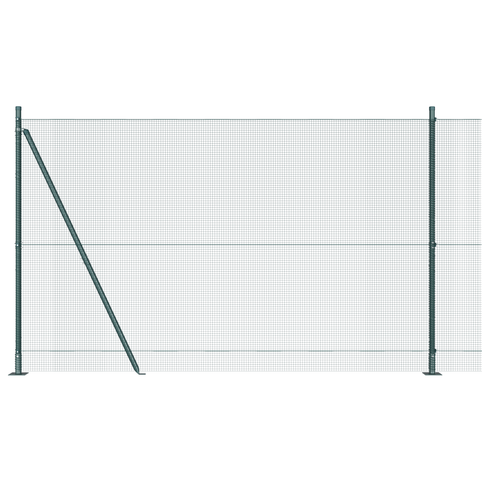 Welded Wire Fence with 7 Flanged Posts Green 1.6x10 m Steel - Image 6