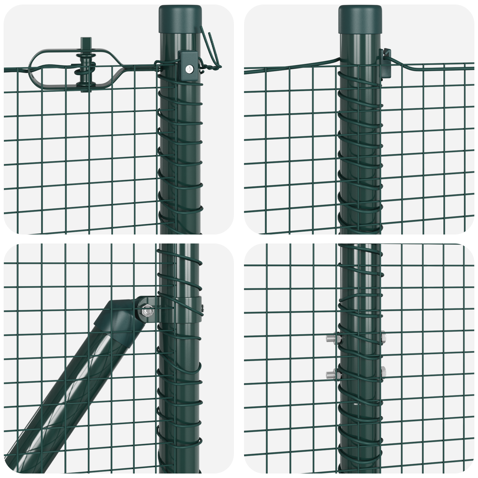 Welded Wire Fence with 7 Flanged Posts Green 1.6x10 m Steel - Image 7