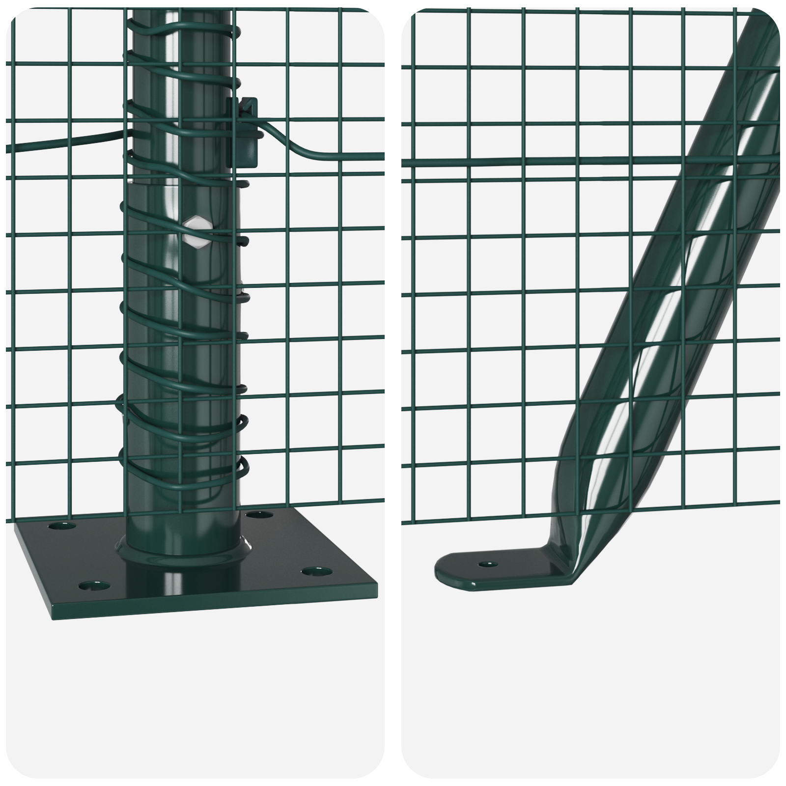 Welded Wire Fence with 7 Flanged Posts Green 1.6x10 m Steel - Image 8