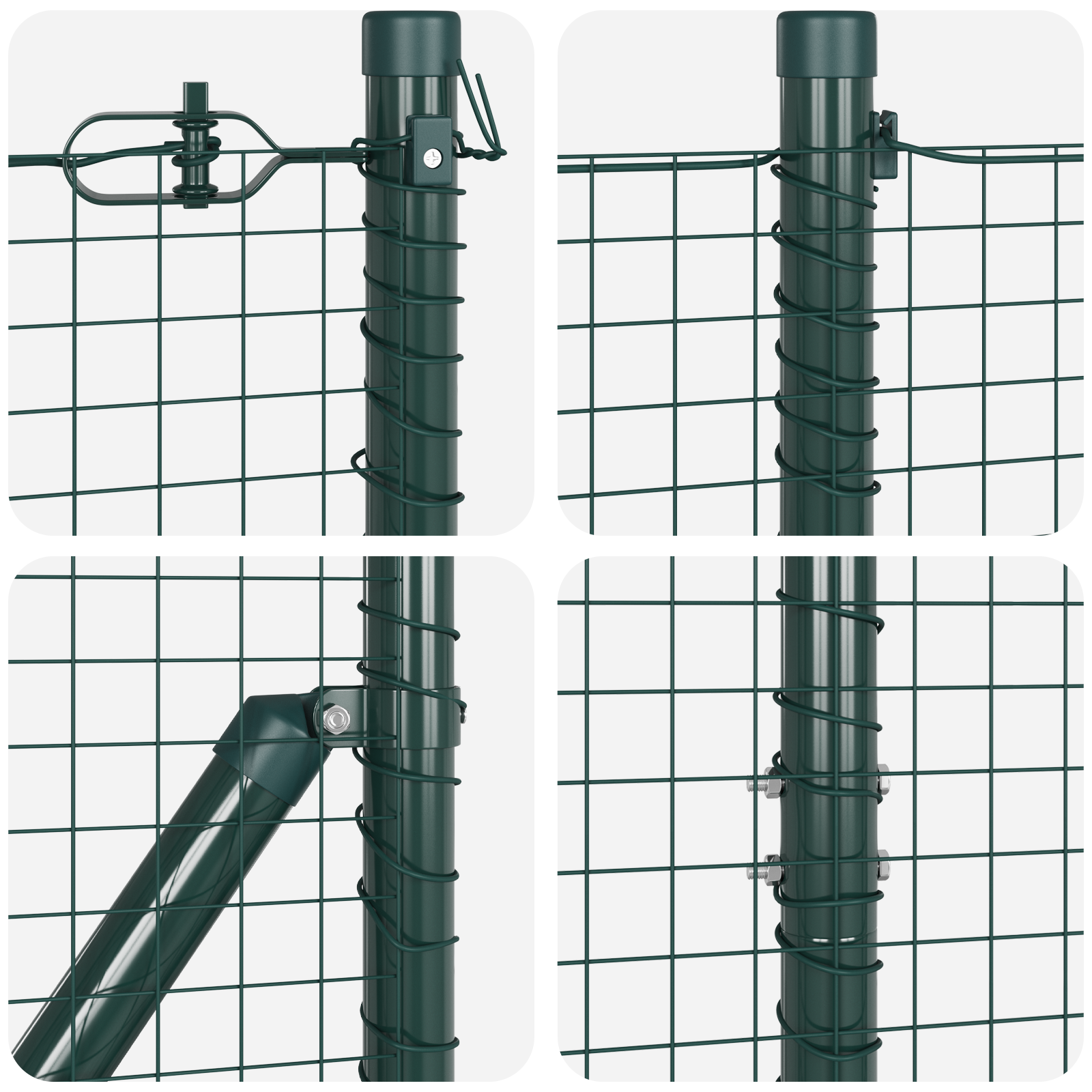 Welded Wire Fence with 7 Flanged Posts Green 1.6x10 m Steel - Image 7
