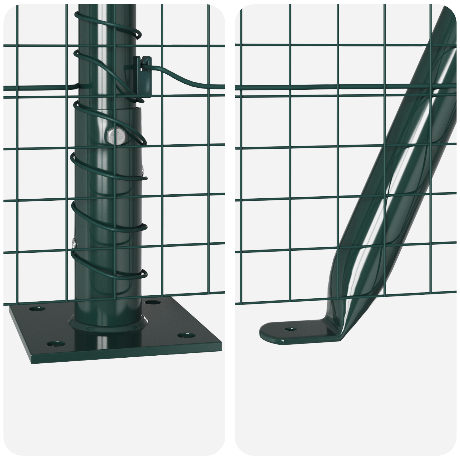 Welded Wire Fence with 7 Flanged Posts Green 1.6x10 m Steel - Image 8