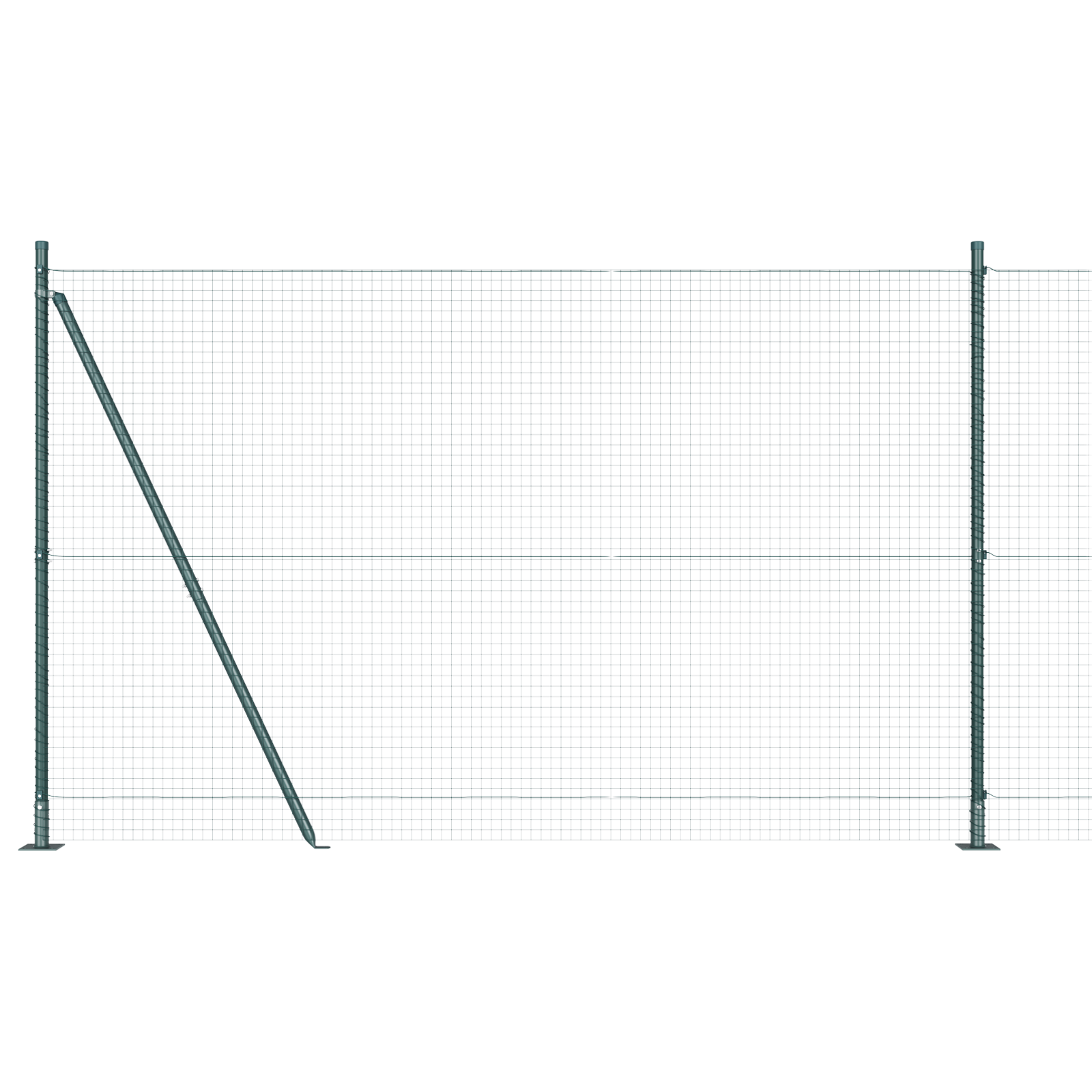 Welded Wire Fence with 7 Flanged Posts Green 1.6x10 m Steel - Image 6