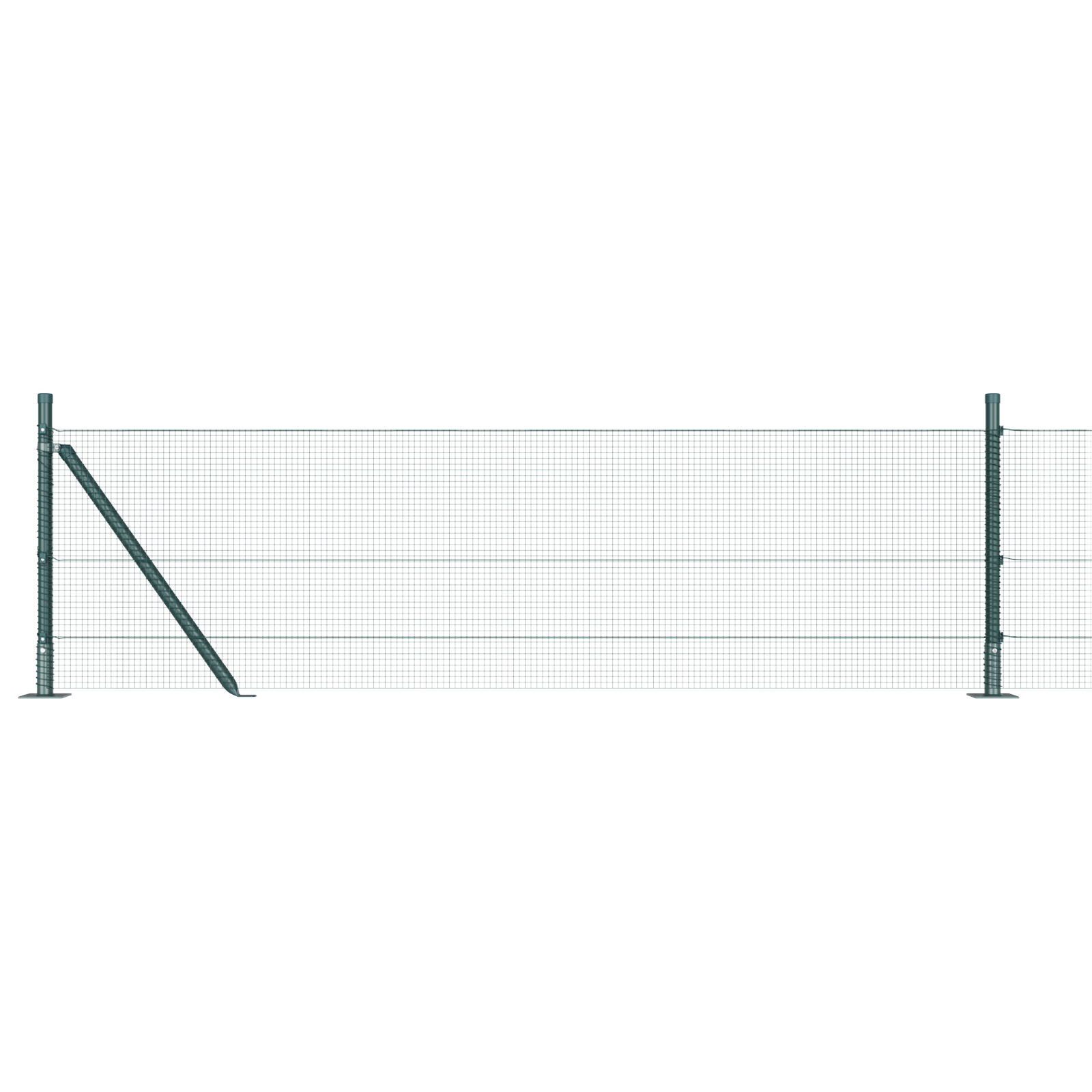 Welded Wire Fence with 13 Flanged Posts Green 0.4x25 m Steel - Image 6