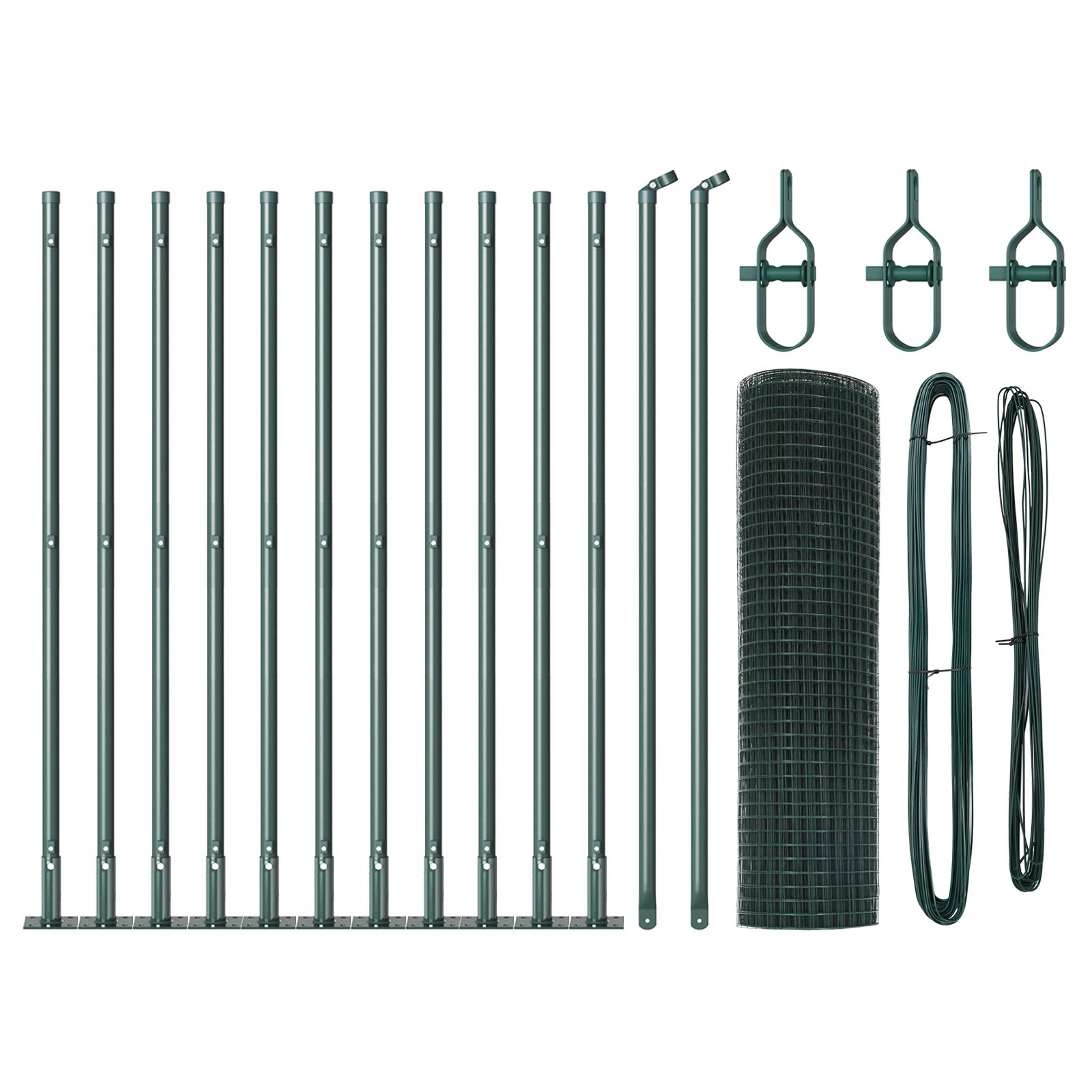 Welded Wire Fence with 13 Flanged Posts Green 0.4x25 m Steel - Image 2