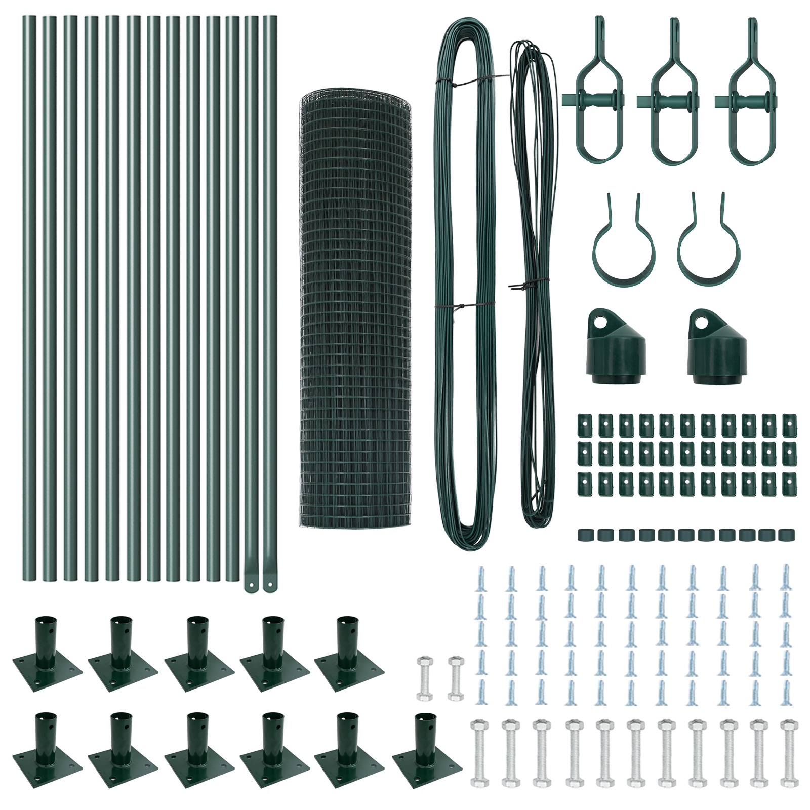 Welded Wire Fence with 13 Flanged Posts Green 0.4x25 m Steel - Image 4
