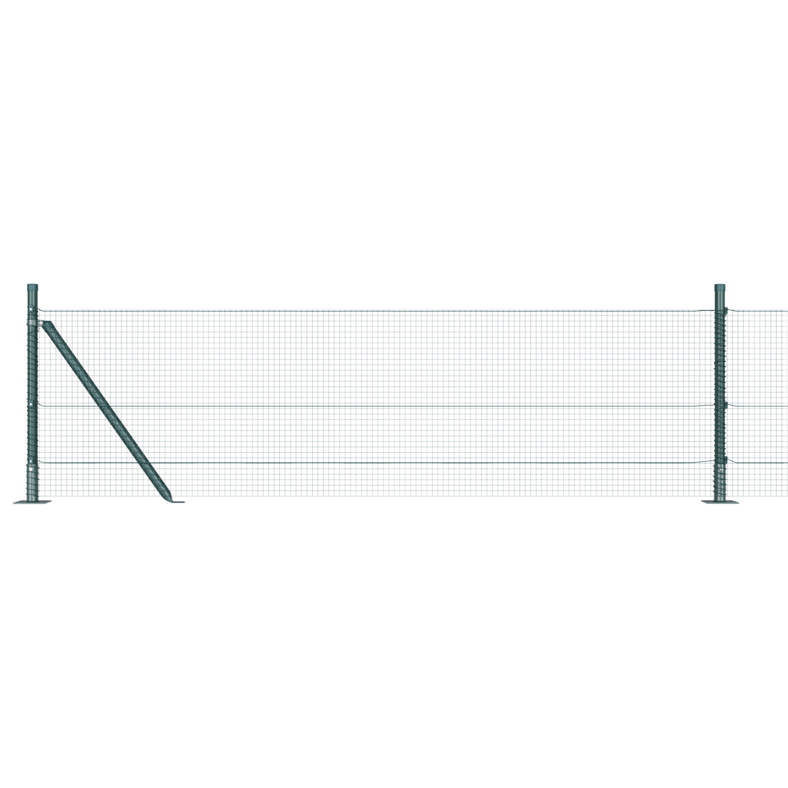 Welded Wire Fence with 13 Flanged Posts Green 0.4x25 m Steel - Image 6