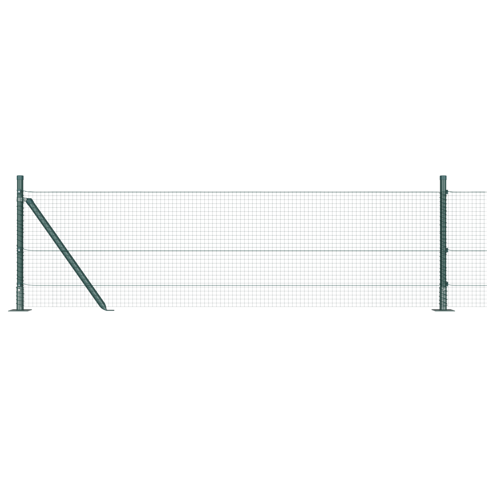 Welded Wire Fence with 13 Flanged Posts Green 0.4x25 m Steel - Image 6