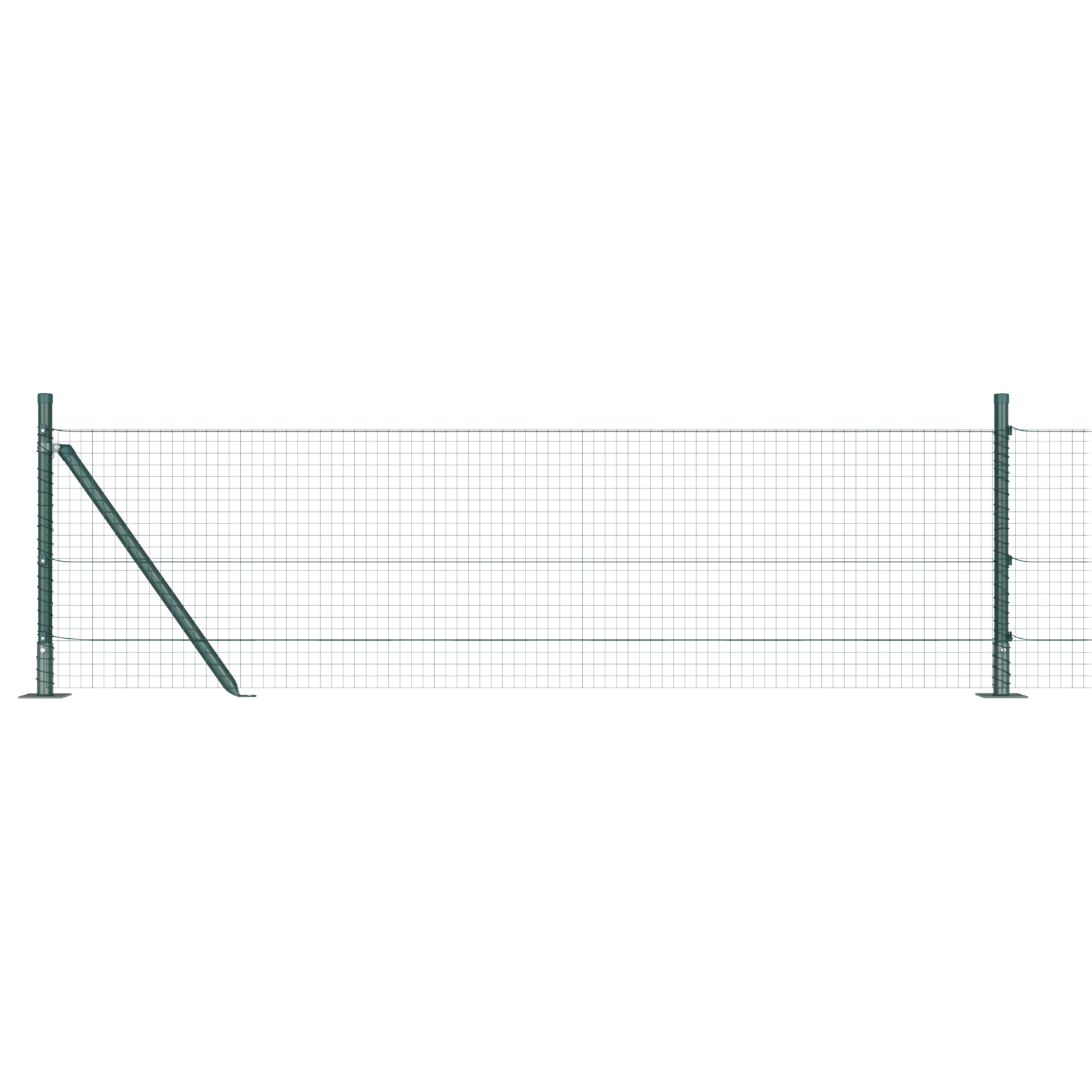 Welded Wire Fence with 13 Flanged Posts Green 0.4x25 m Steel - Image 6