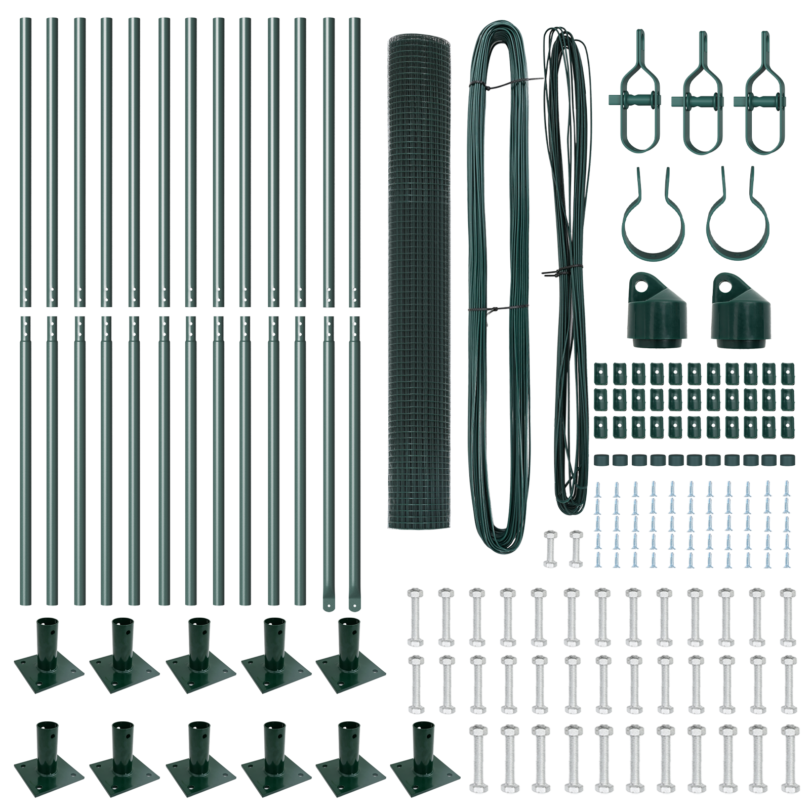 Welded Wire Fence with 13 Flanged Posts Green 0.8x25 m Steel - Image 4