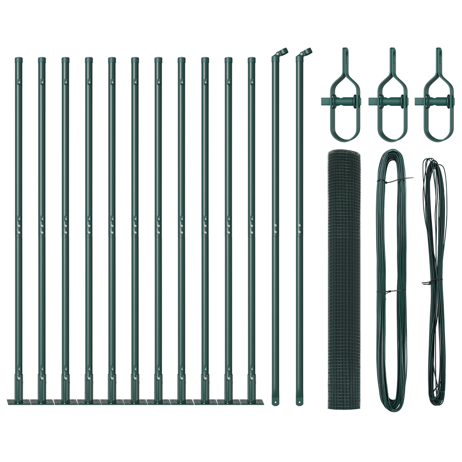Welded Wire Fence with 13 Flanged Posts Green 0.8x25 m Steel - Image 2