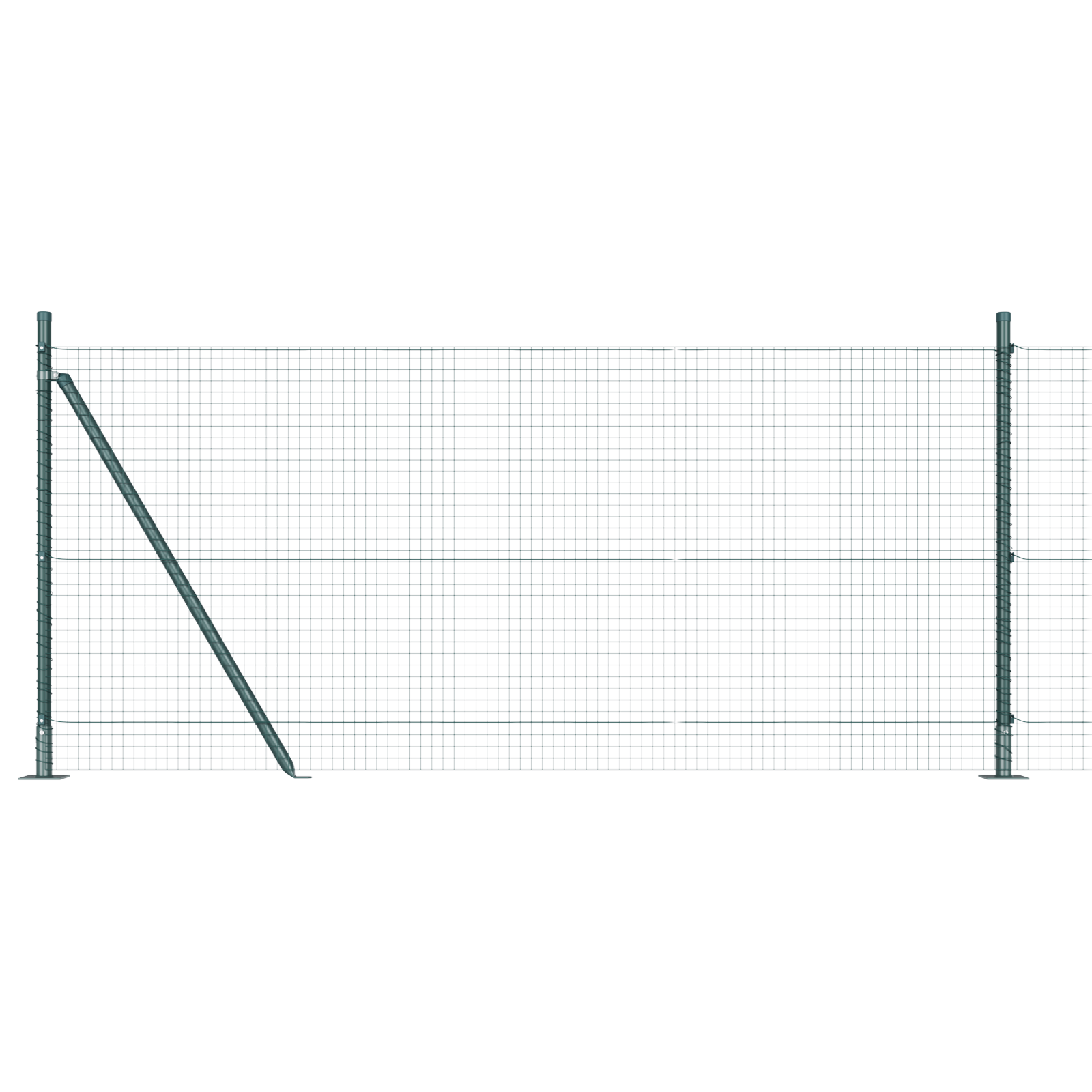 Welded Wire Fence with 13 Flanged Posts Green 0.8x25 m Steel - Image 6