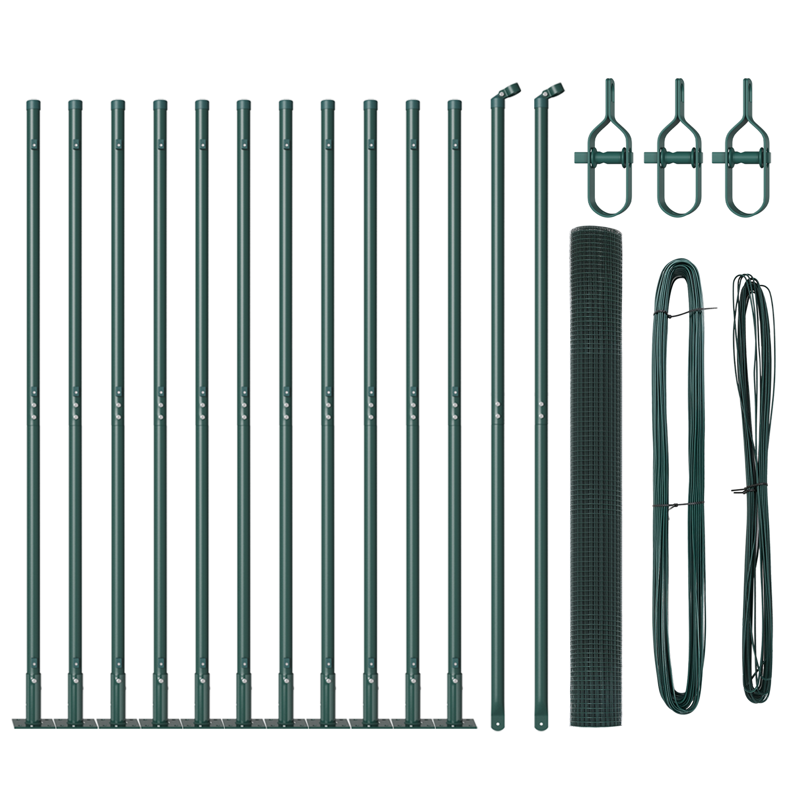 Welded Wire Fence with 13 Flanged Posts Green 1.6x25 m Steel - Image 2