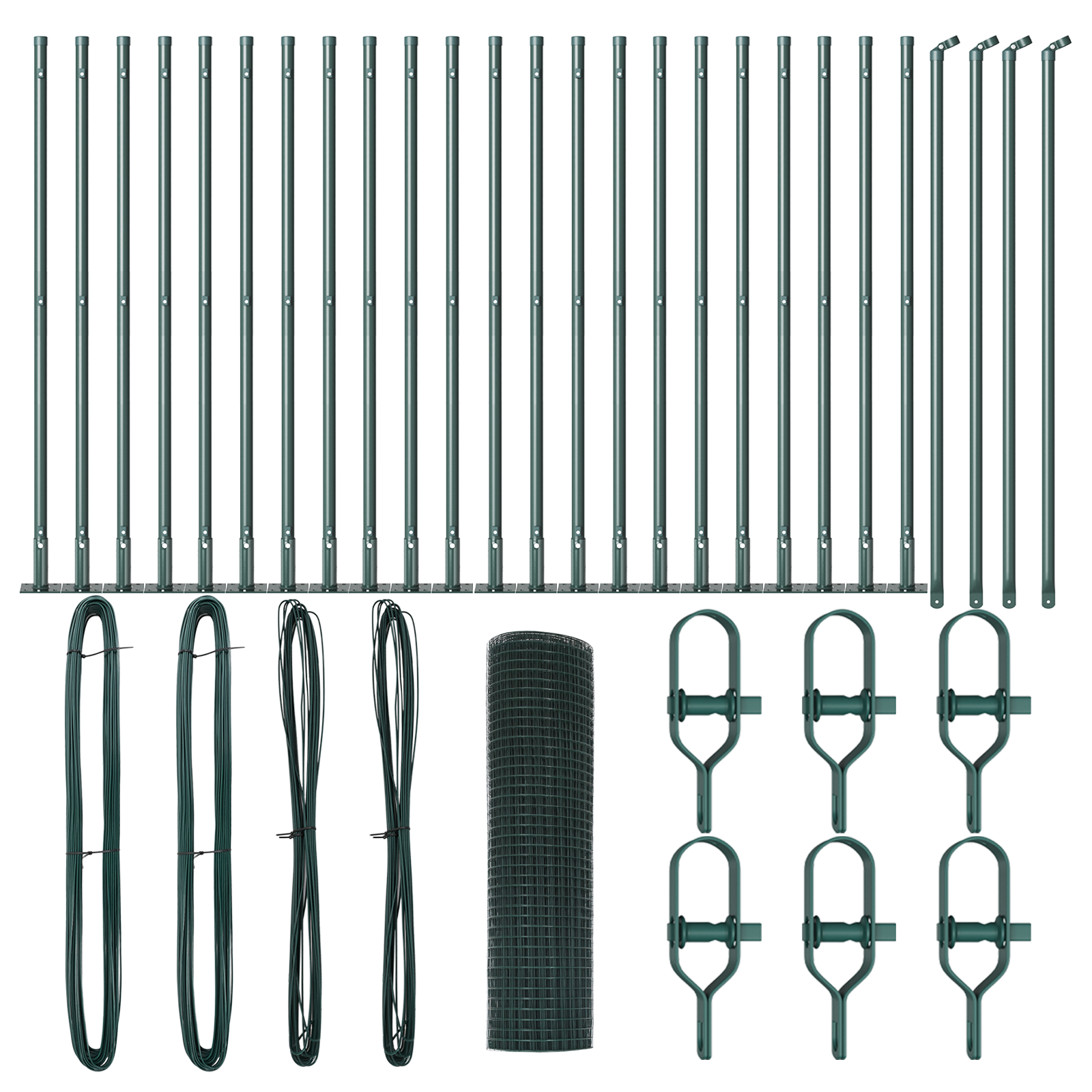 Welded Wire Fence with 13 Flanged Posts Green 1x50 m Steel - Image 2