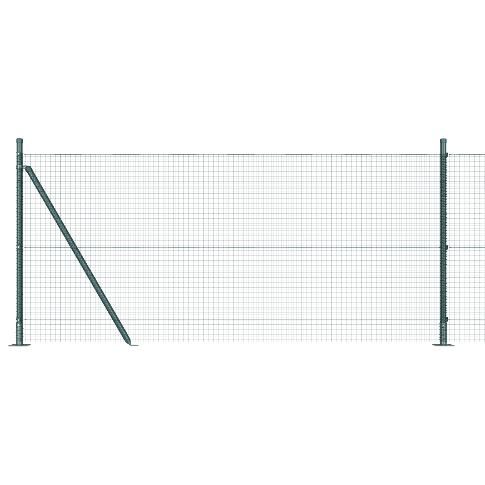 Welded Wire Fence with 13 Flanged Posts Green 1x50 m Steel - Image 6
