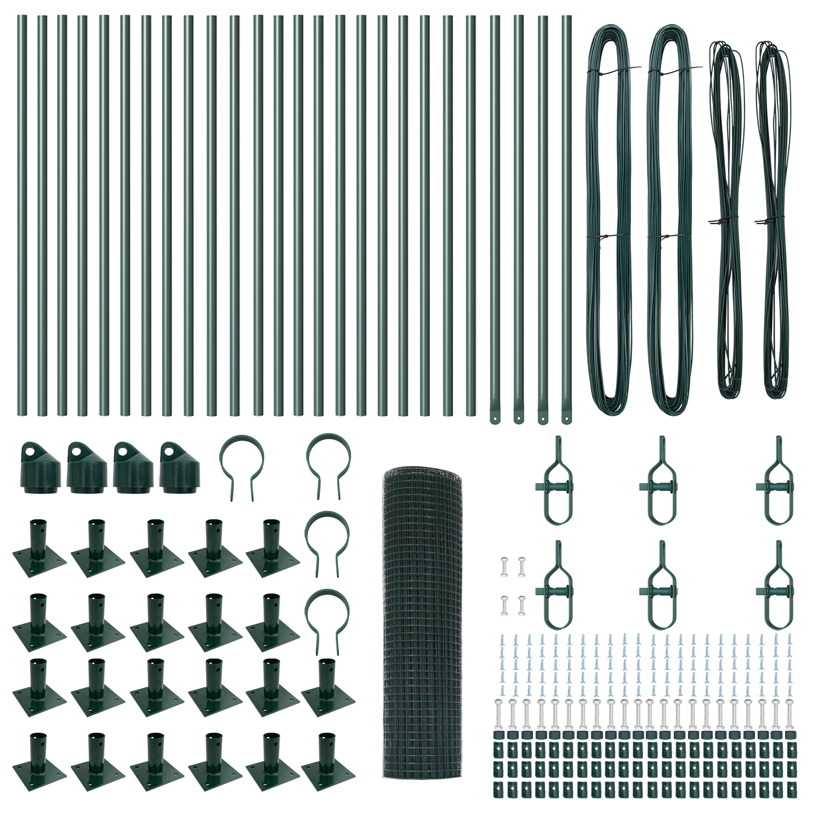 Welded Wire Fence with 13 Flanged Posts Green 1x50 m Steel - Image 4