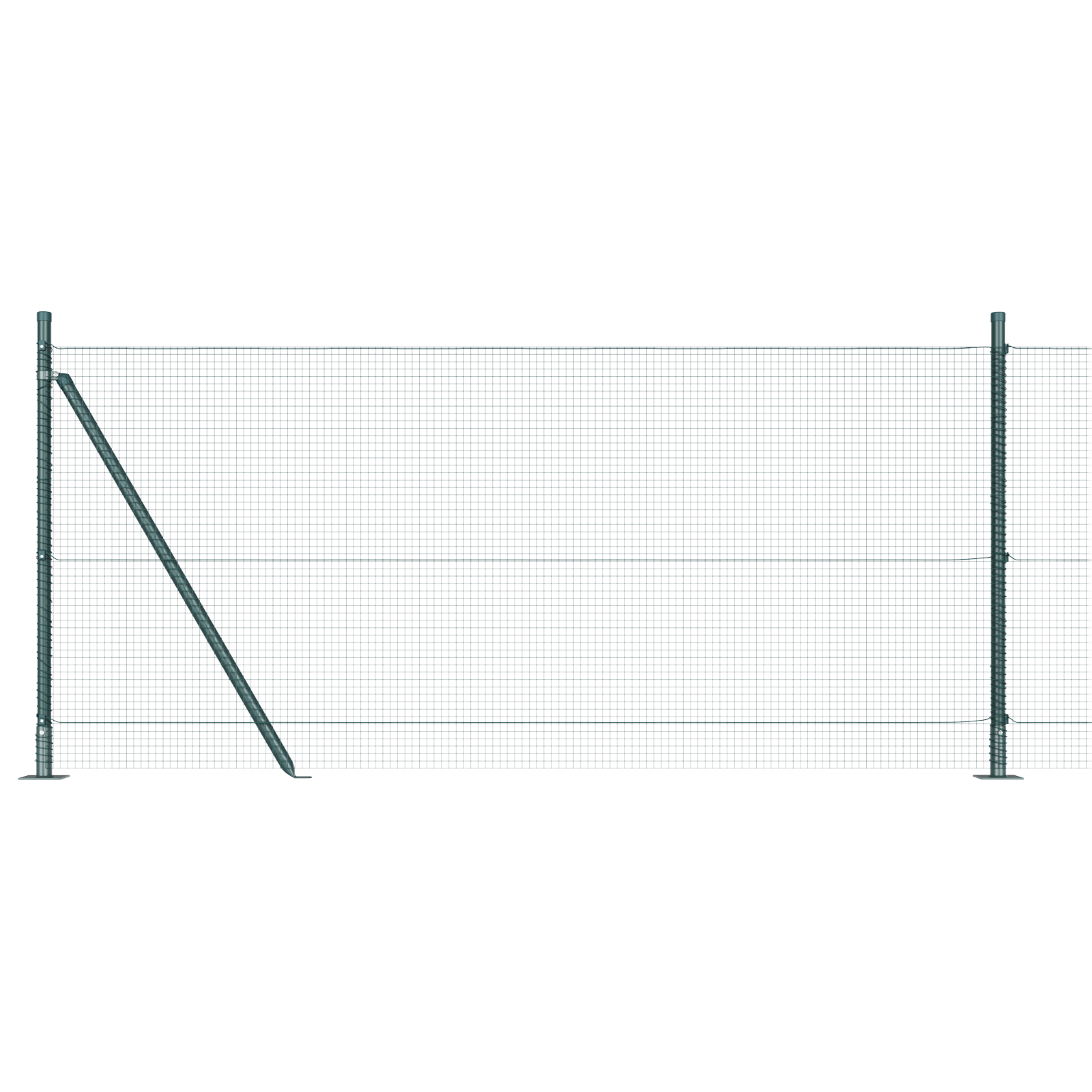 Welded Wire Fence with 13 Flanged Posts Green 1x50 m Steel - Image 6