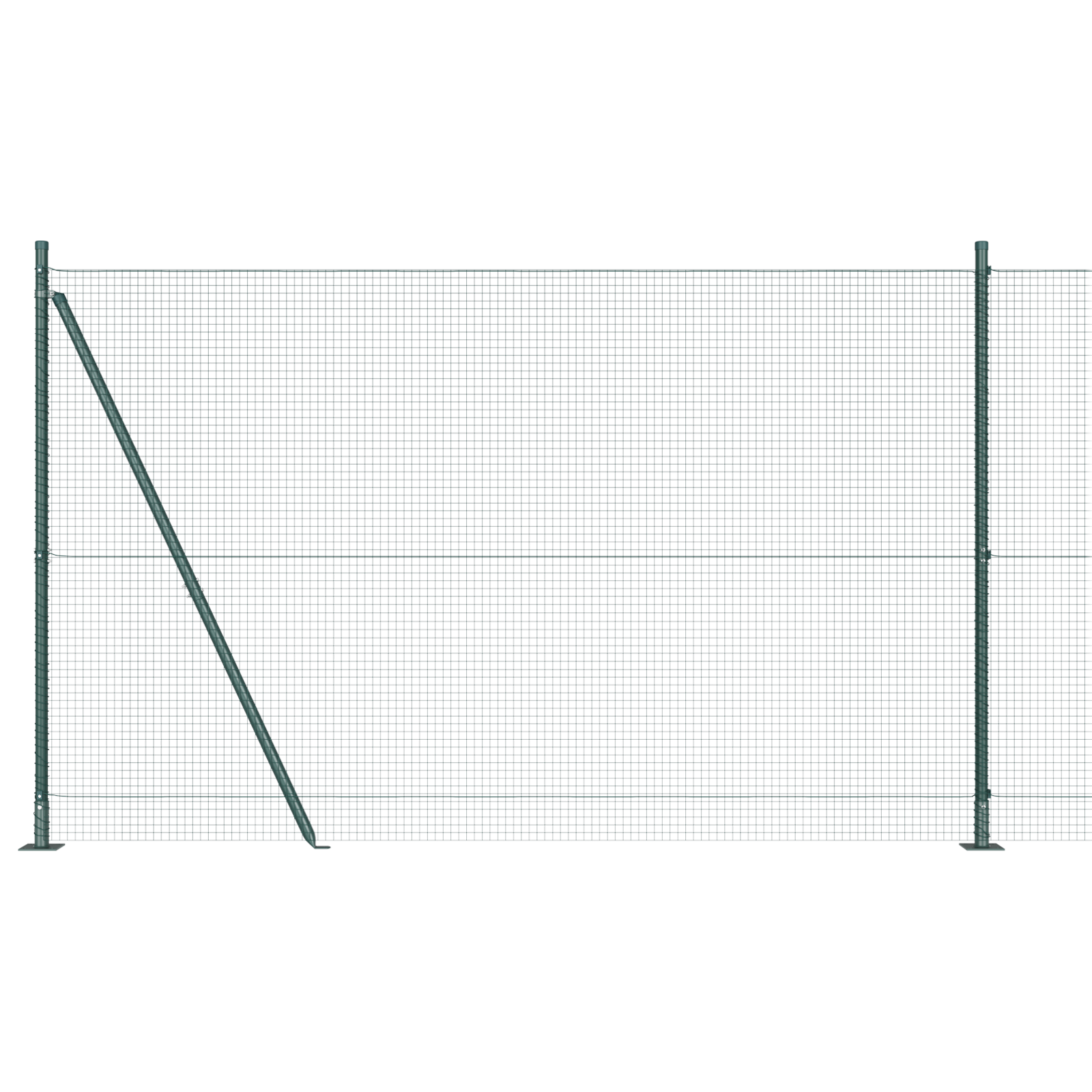Welded Wire Fence with 13 Flanged Posts Green 1.4x50 m Steel - Image 6