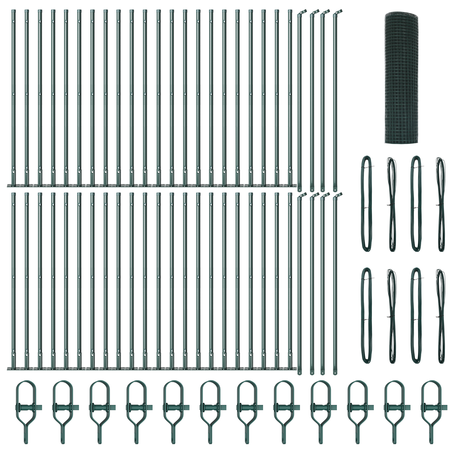 Welded Wire Fence with 13 Flanged Posts Green 0.8x100 m Steel - Image 2