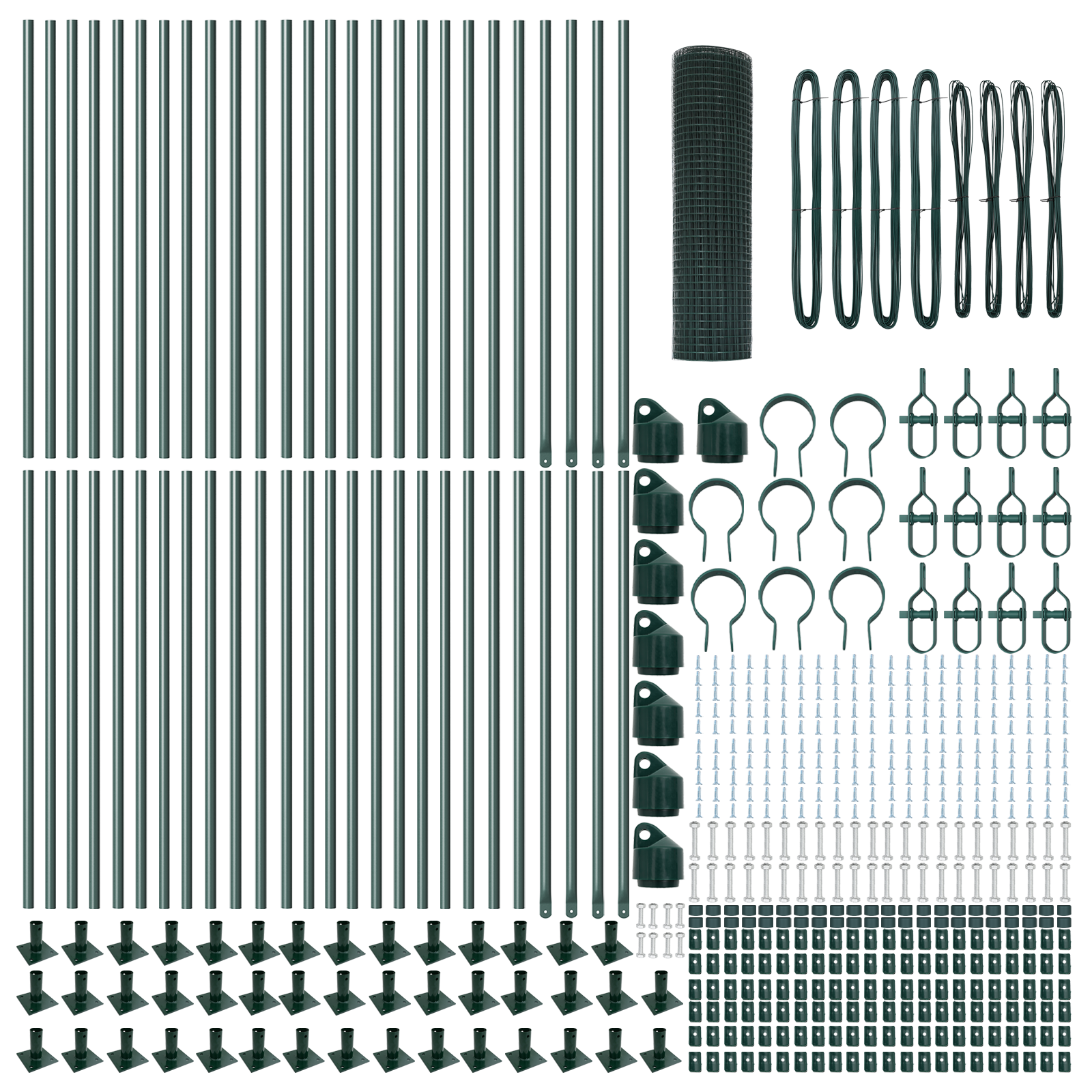 Welded Wire Fence with 13 Flanged Posts Green 1x100 m Steel - Image 4