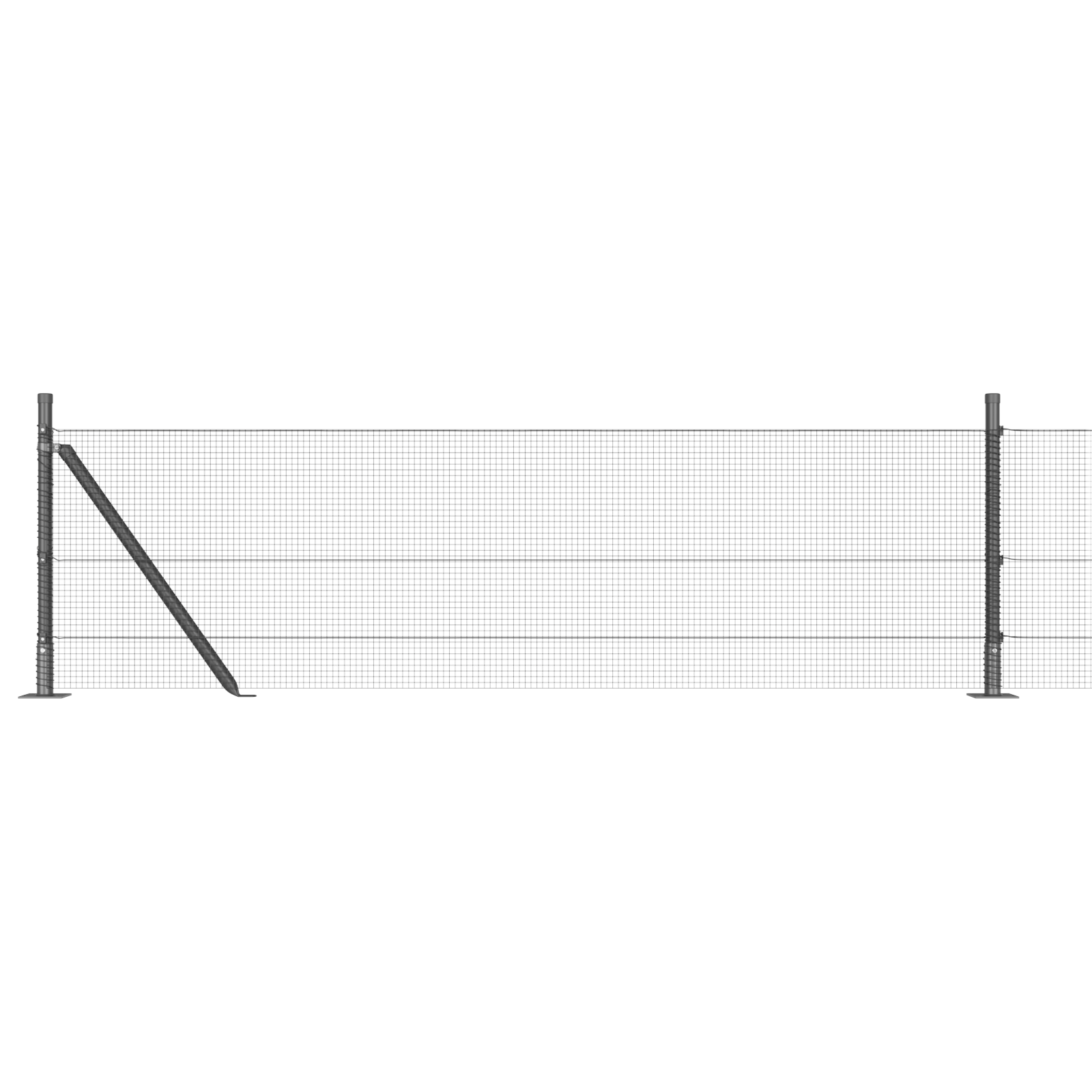 Welded Wire Fence with 7 Flanged Posts Grey 0.6x10 m Steel - Image 6