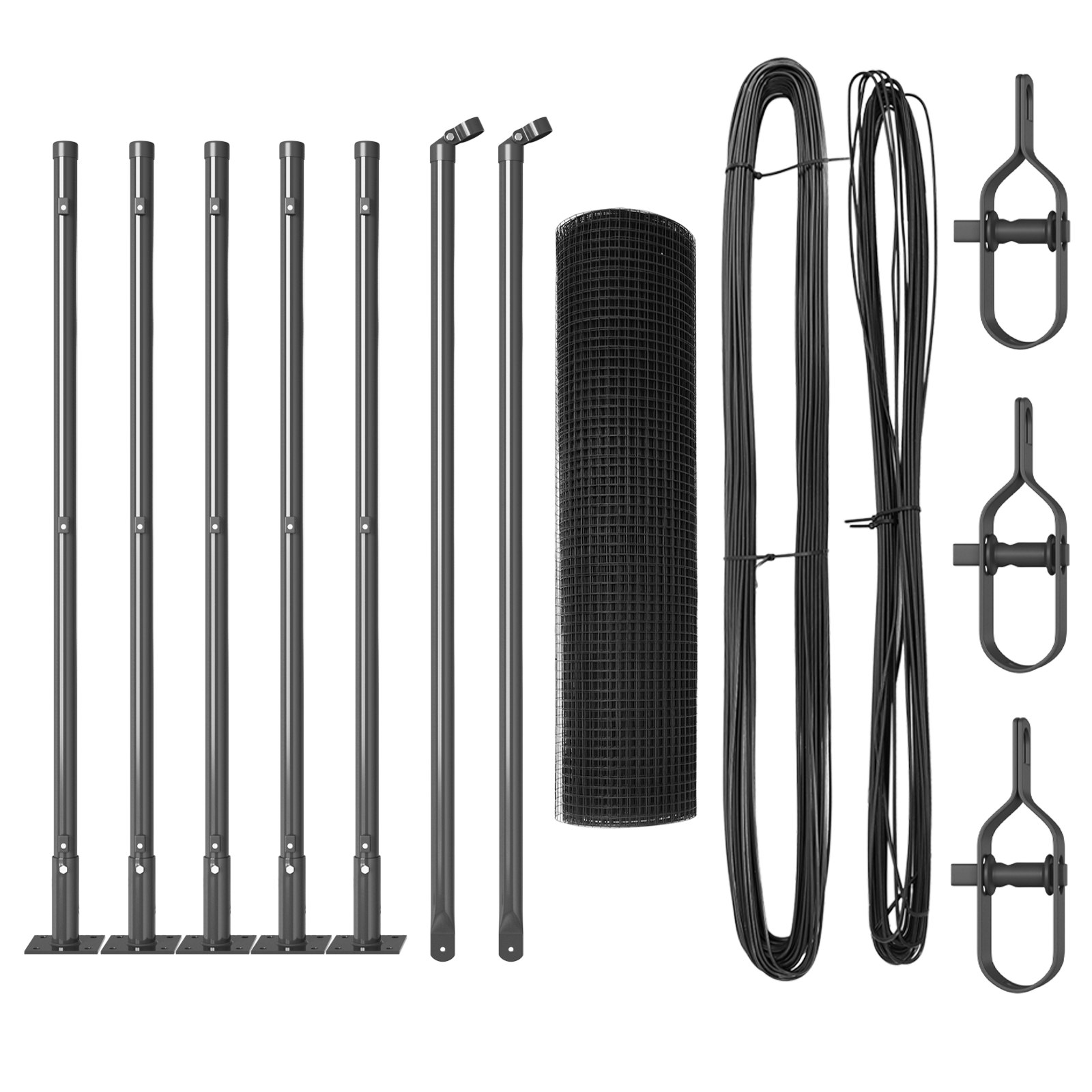Welded Wire Fence with 7 Flanged Posts Grey 0.6x10 m Steel - Image 2