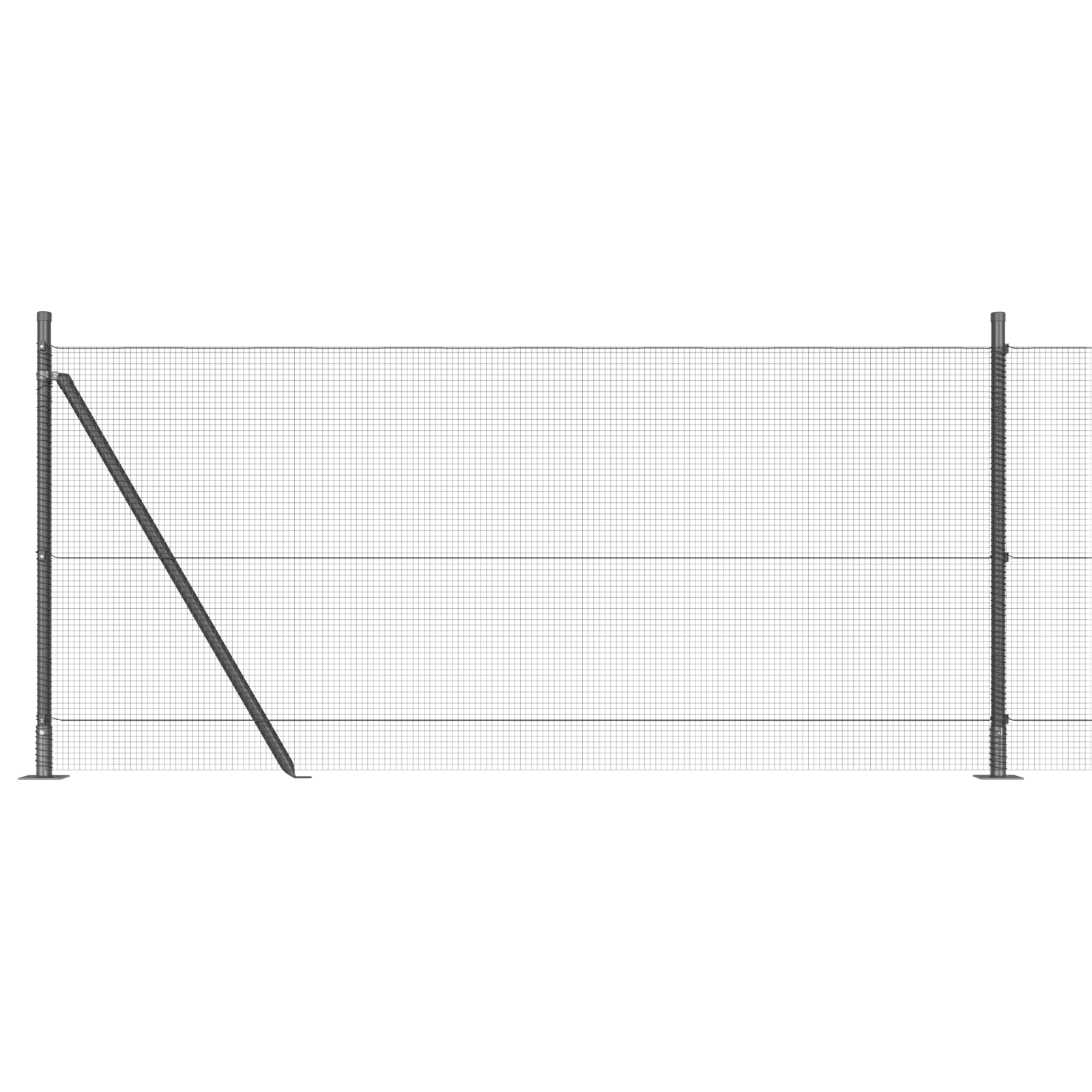 Welded Wire Fence with 7 Flanged Posts Grey 0.8x10 m Steel - Image 6