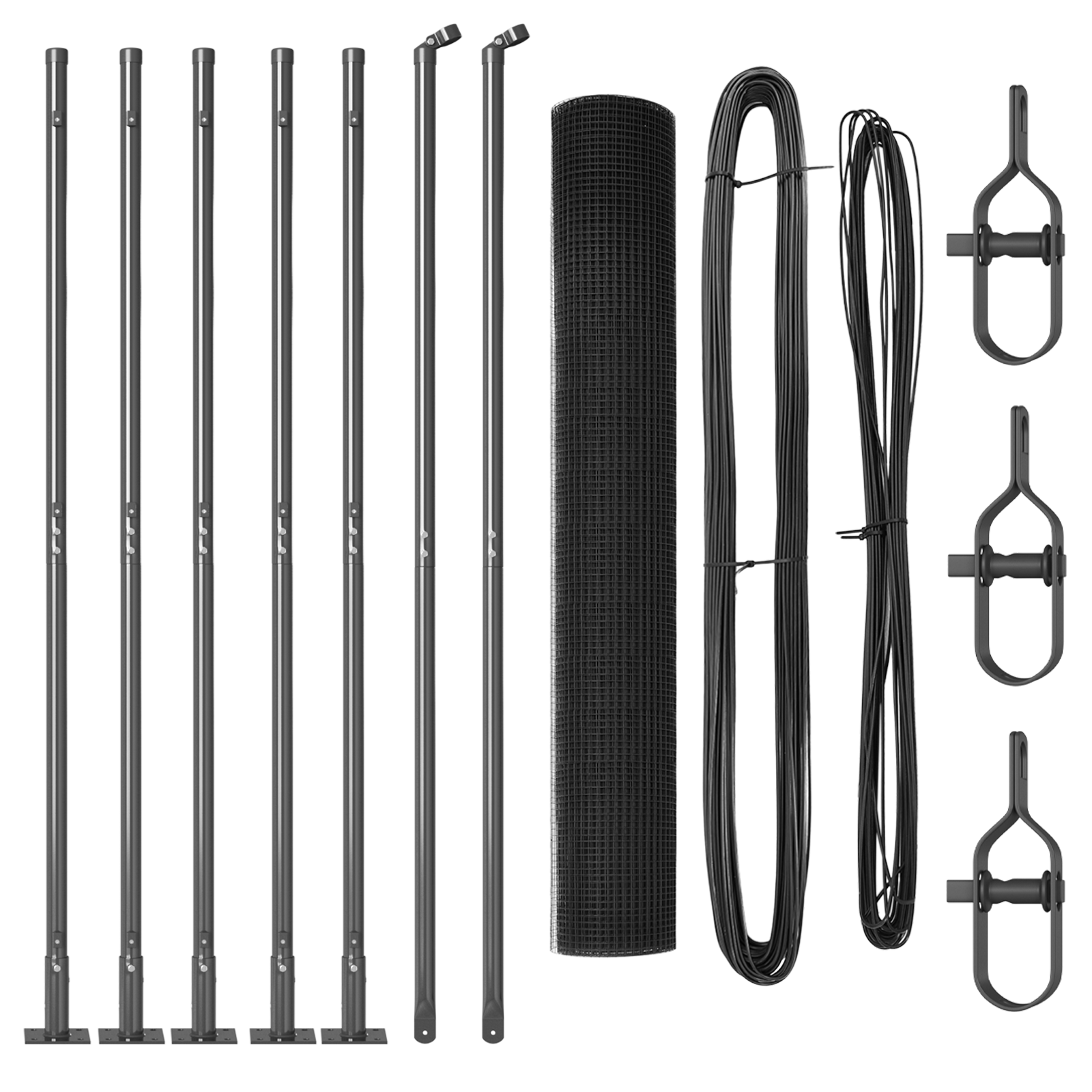 Grey Fence Post Set Set of 2 Grey Metal, PVC 10 x 1 m Tough - Image 2