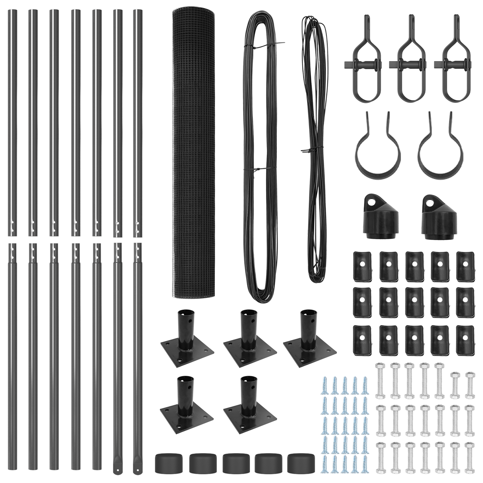 Fence Post Set Set of 2 Grey Metal, Plastic 10 x 1 m Durable - Image 4