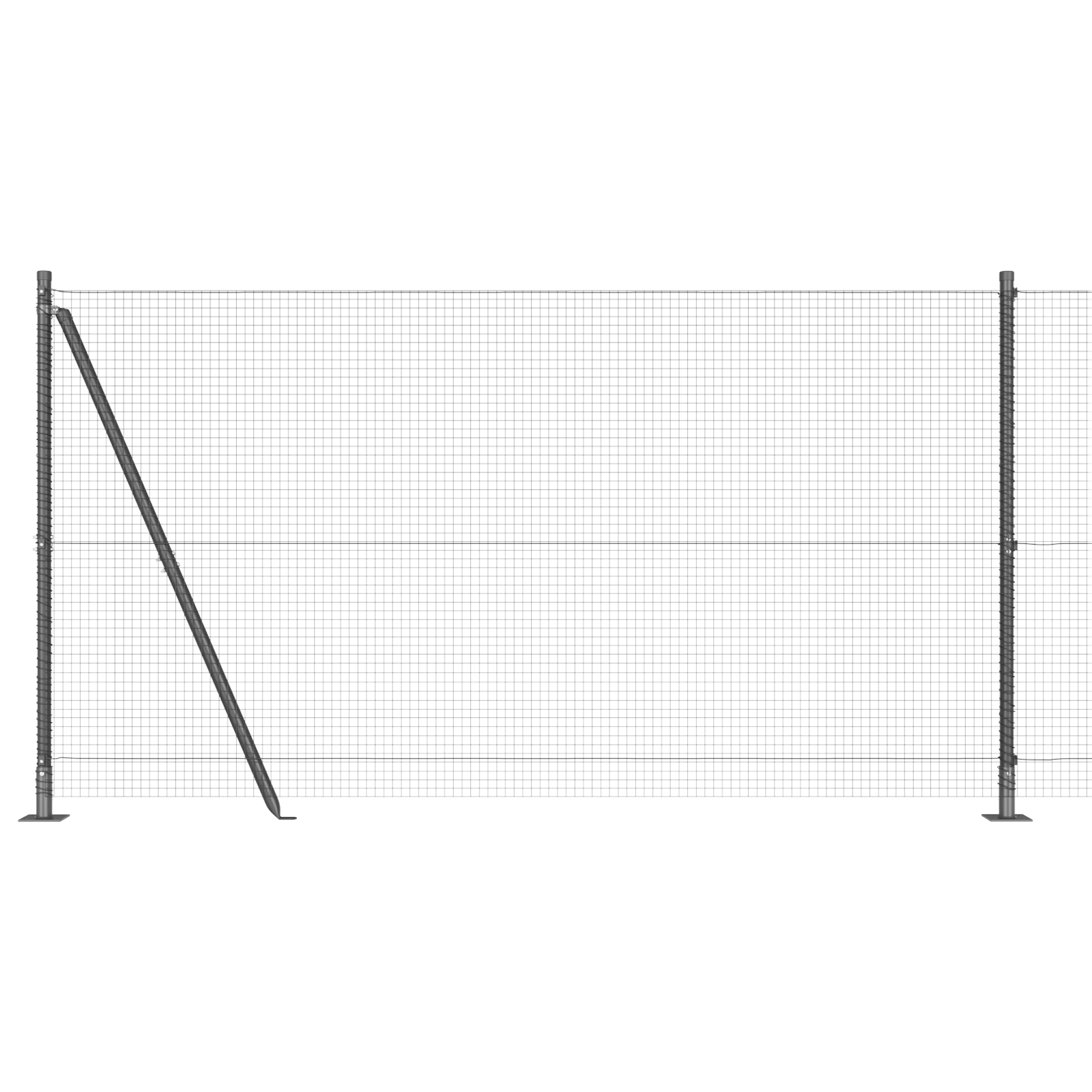 Welded Wire Fence with 7 Flanged Posts Grey 1.2x10 m Steel - Image 6