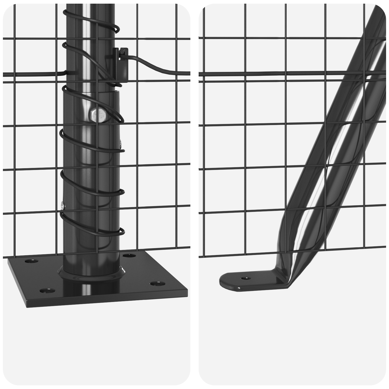 Welded Wire Fence with 7 Flanged Posts Grey 1.2x10 m Steel - Image 8