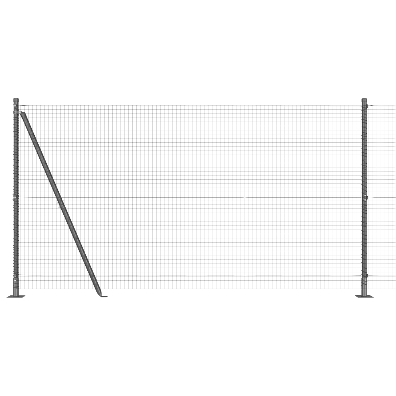 Welded Wire Fence with 7 Flanged Posts Grey 1.2x10 m Steel - Image 6