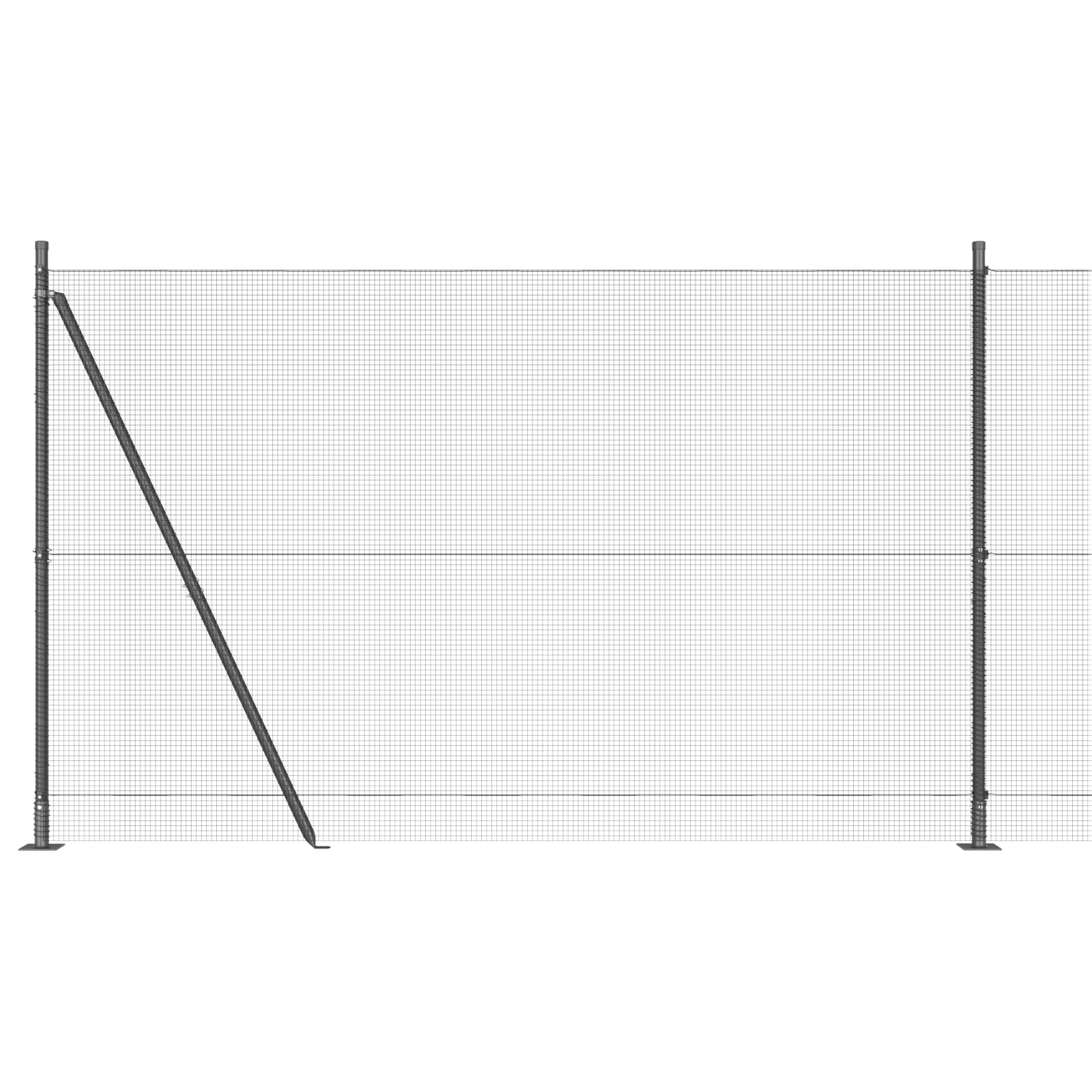 Welded Wire Fence with 7 Flanged Posts Grey 1.6x10 m Steel - Image 6