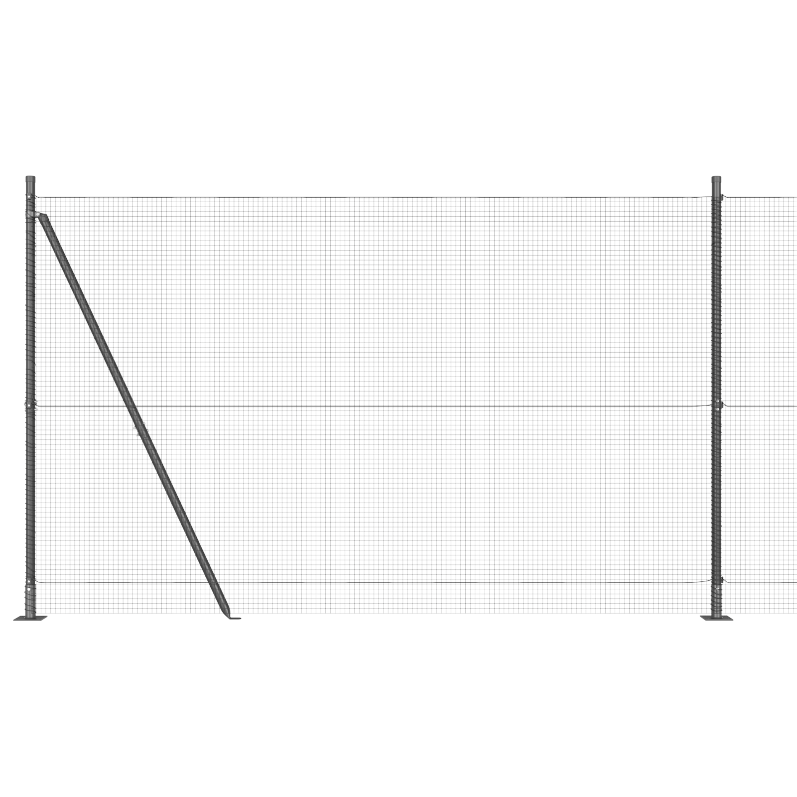 Welded Wire Fence with 7 Flanged Posts Grey 1.6x10 m Steel - Image 6