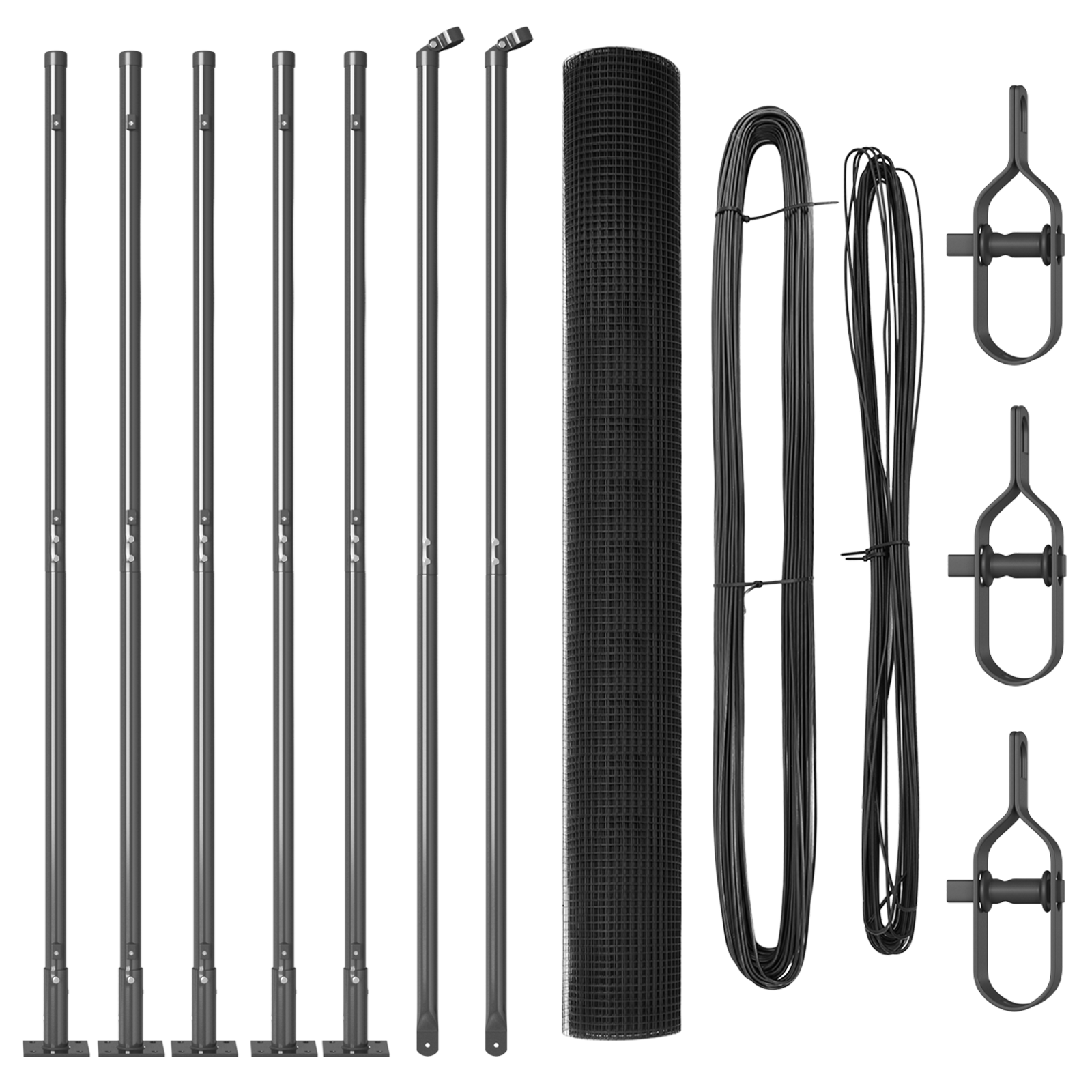 Welded Wire Fence with 7 Flanged Posts Grey 1.6x10 m Steel - Image 2