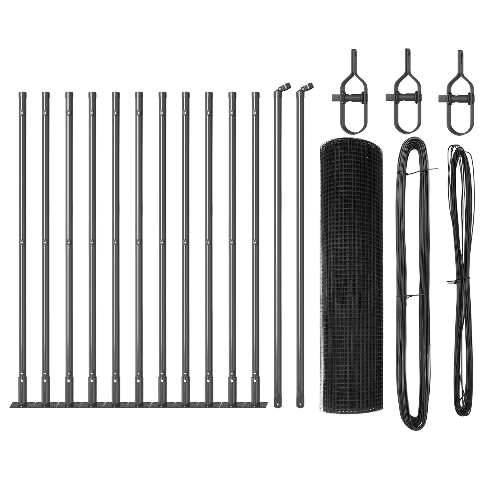 Welded Wire Fence with 13 Flanged Posts Grey 0.4x25 m Steel - Image 2