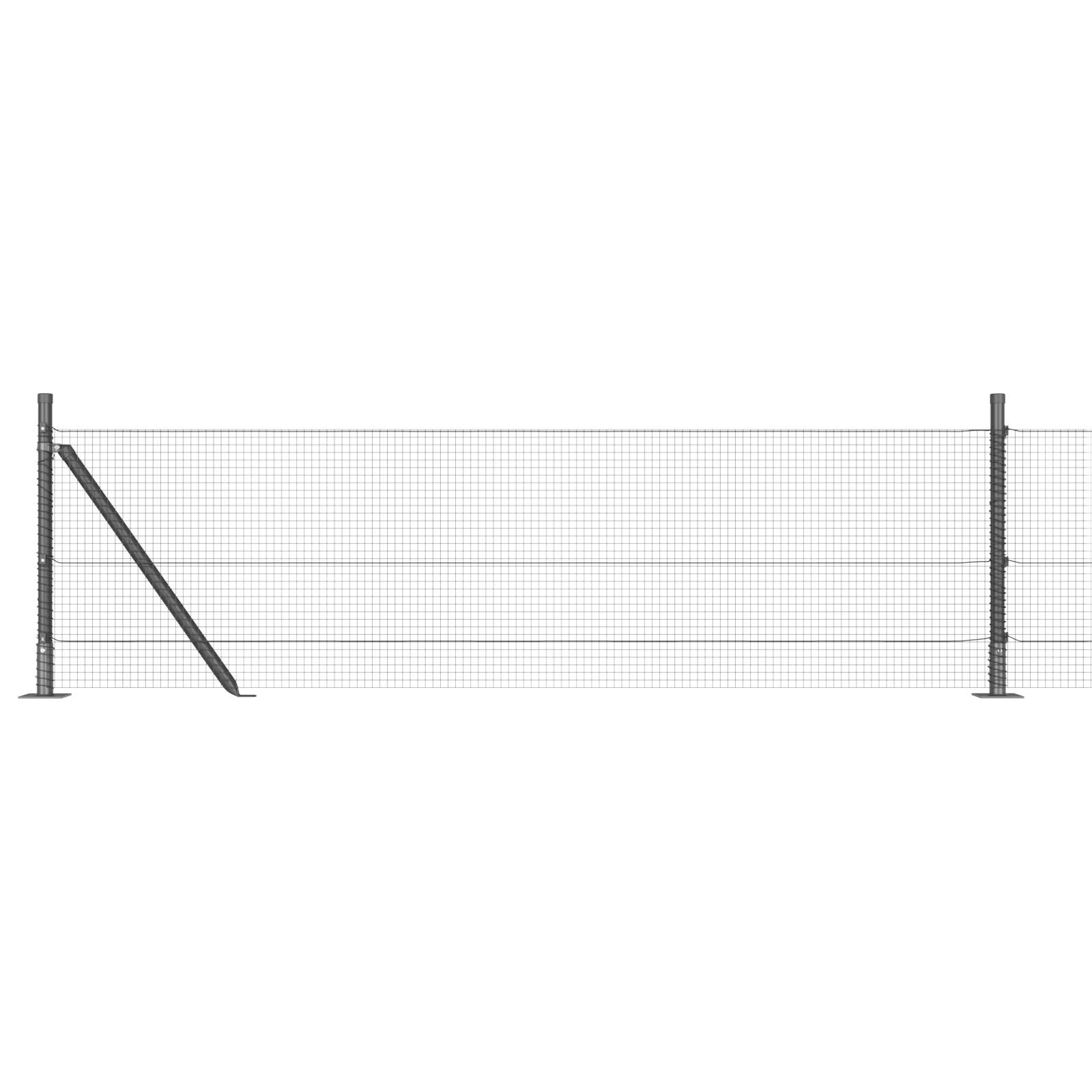Welded Wire Fence with 13 Flanged Posts Grey 0.4x25 m Steel - Image 6