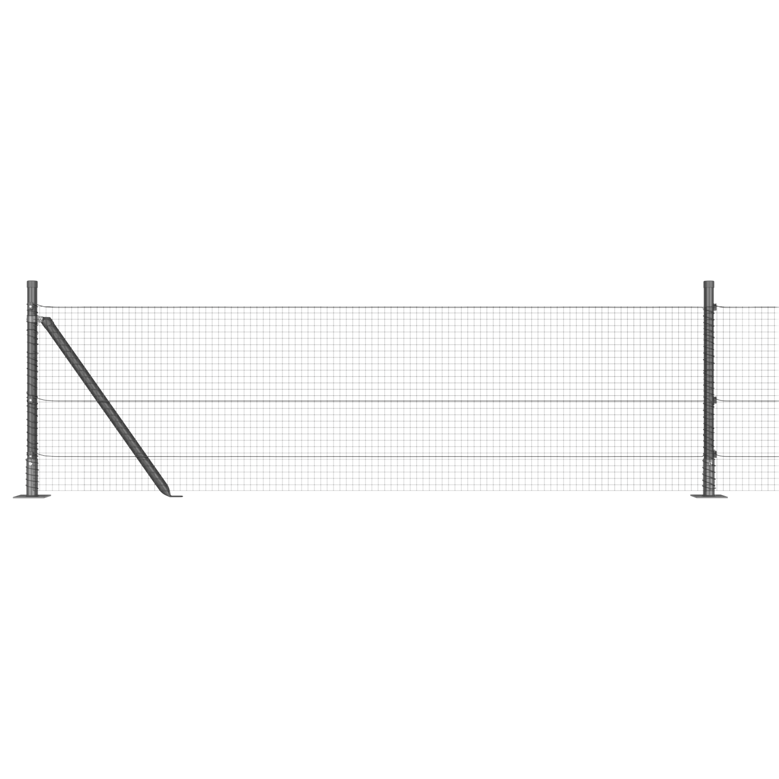 Welded Wire Fence with 13 Flanged Posts Grey 0.4x25 m Steel - Image 6