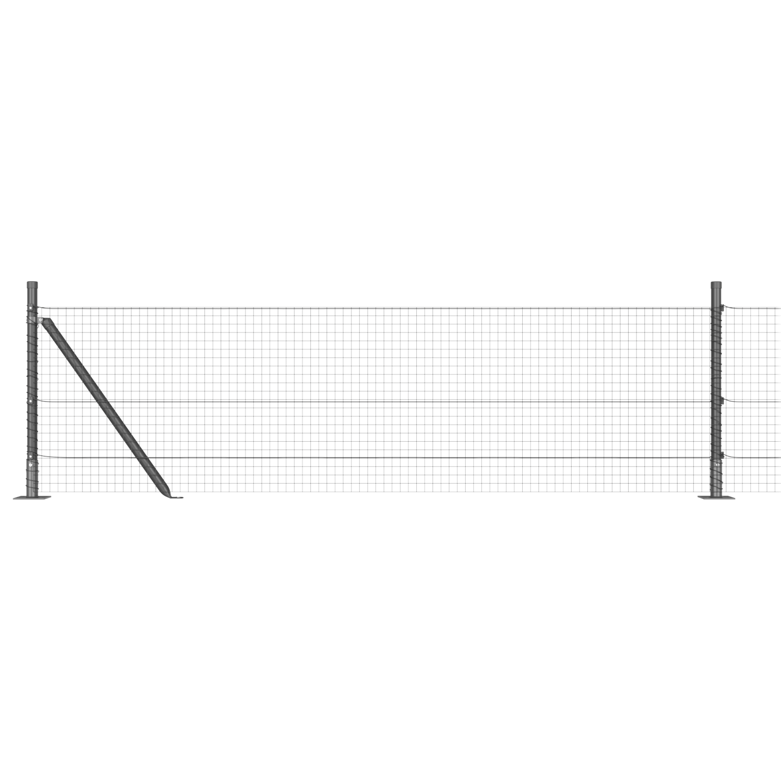 Welded Wire Fence with 13 Flanged Posts Grey 0.4x25 m Steel - Image 6