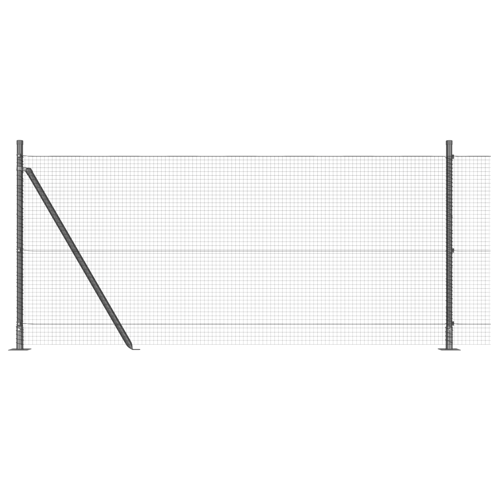 Welded Wire Fence with 13 Flanged Posts Grey 0.8x25 m Steel - Image 6