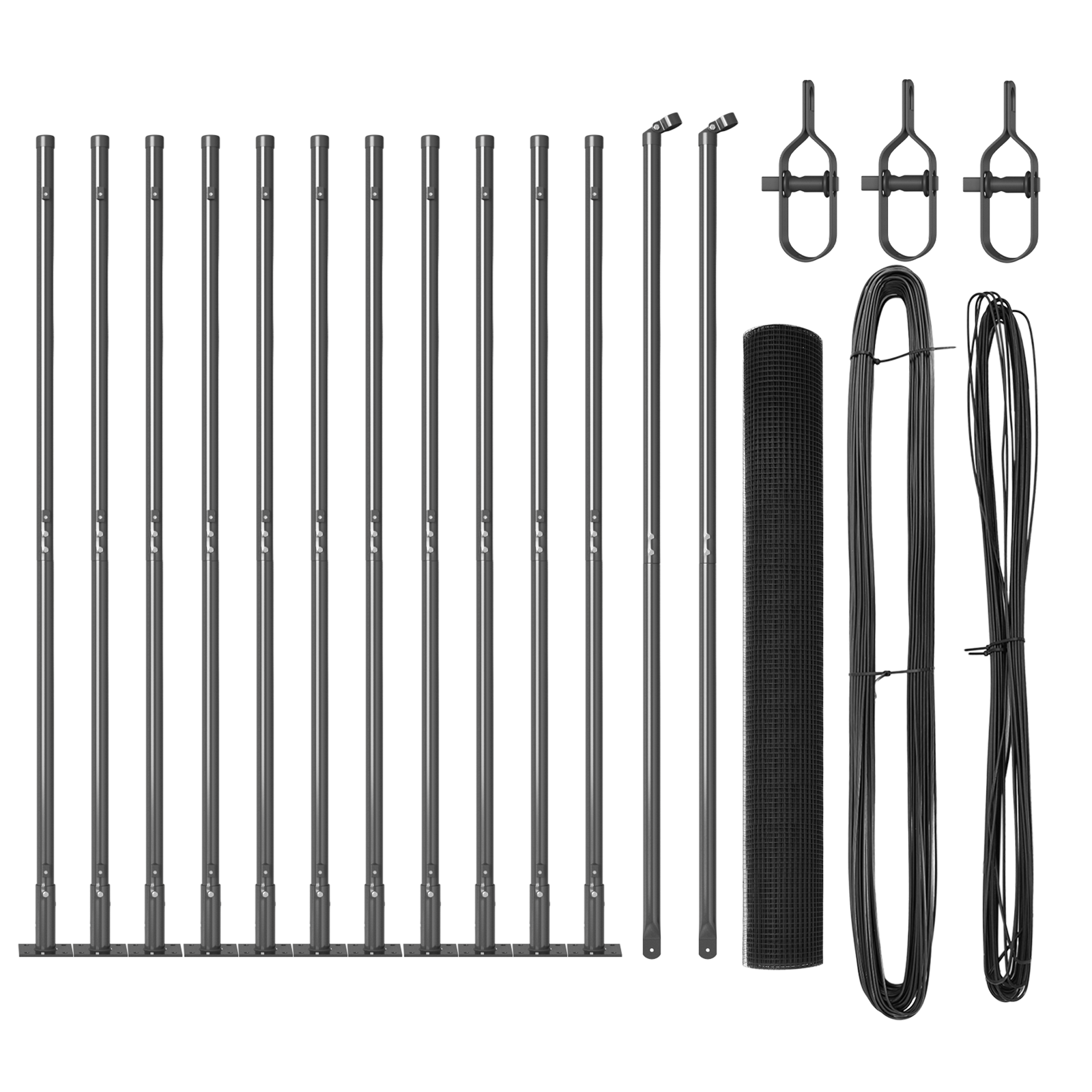 Welded Wire Fence with 13 Flanged Posts Grey 1 x 25 m Steel - Image 2