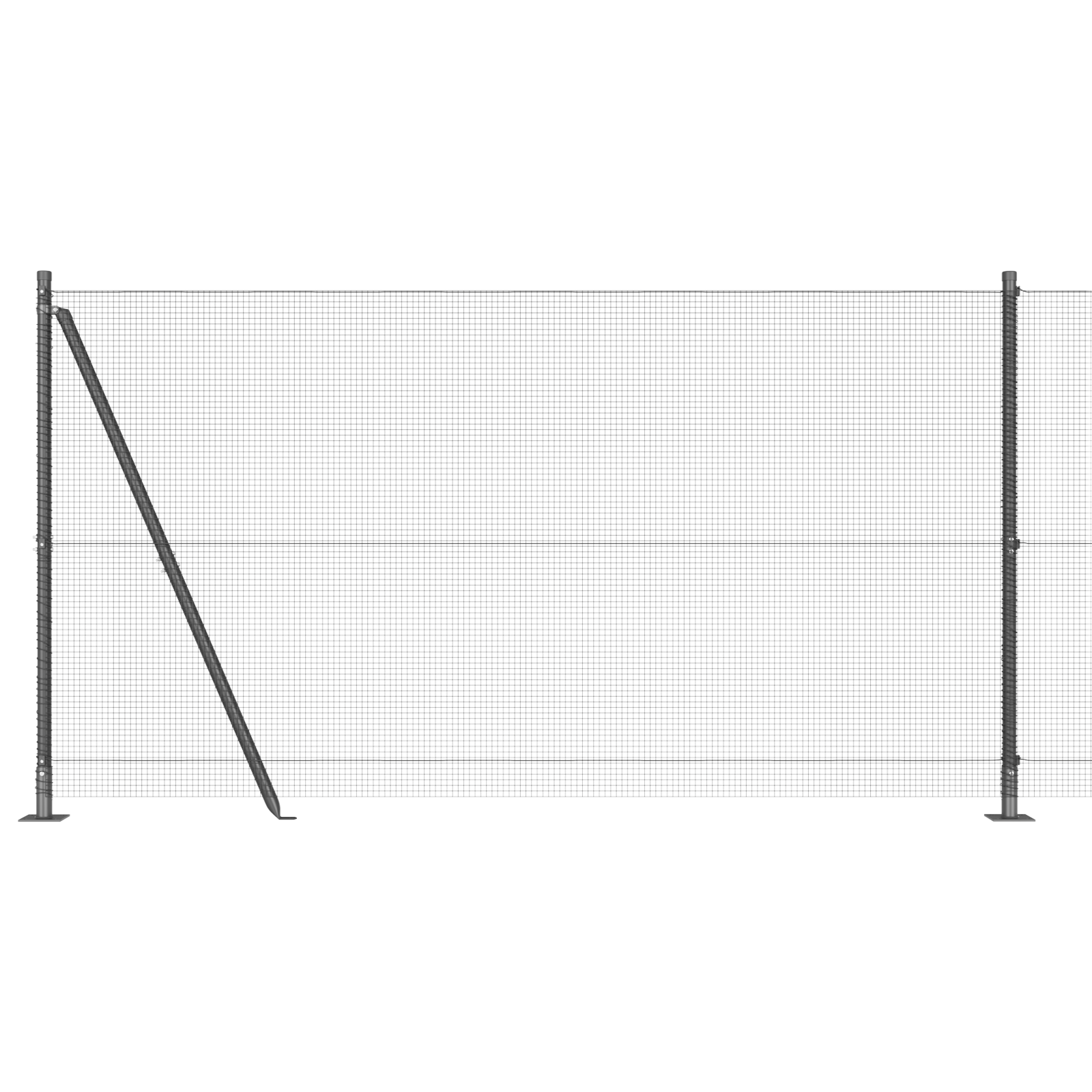 Welded Wire Fence with 13 Flanged Posts Grey 1.2x25 m Steel - Image 6