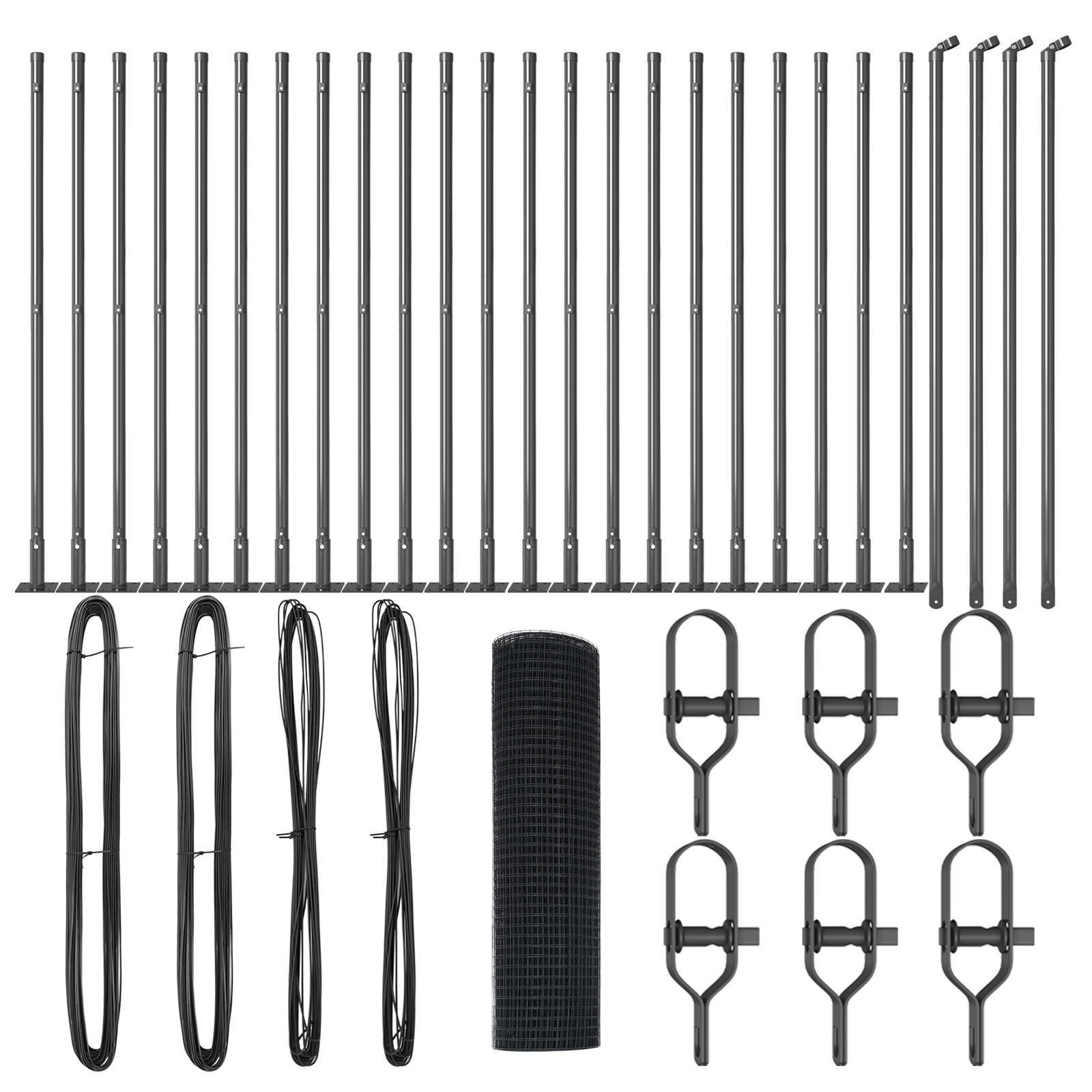 Welded Wire Fence with 13 Flanged Posts Grey 0.4x50 m Steel - Image 2