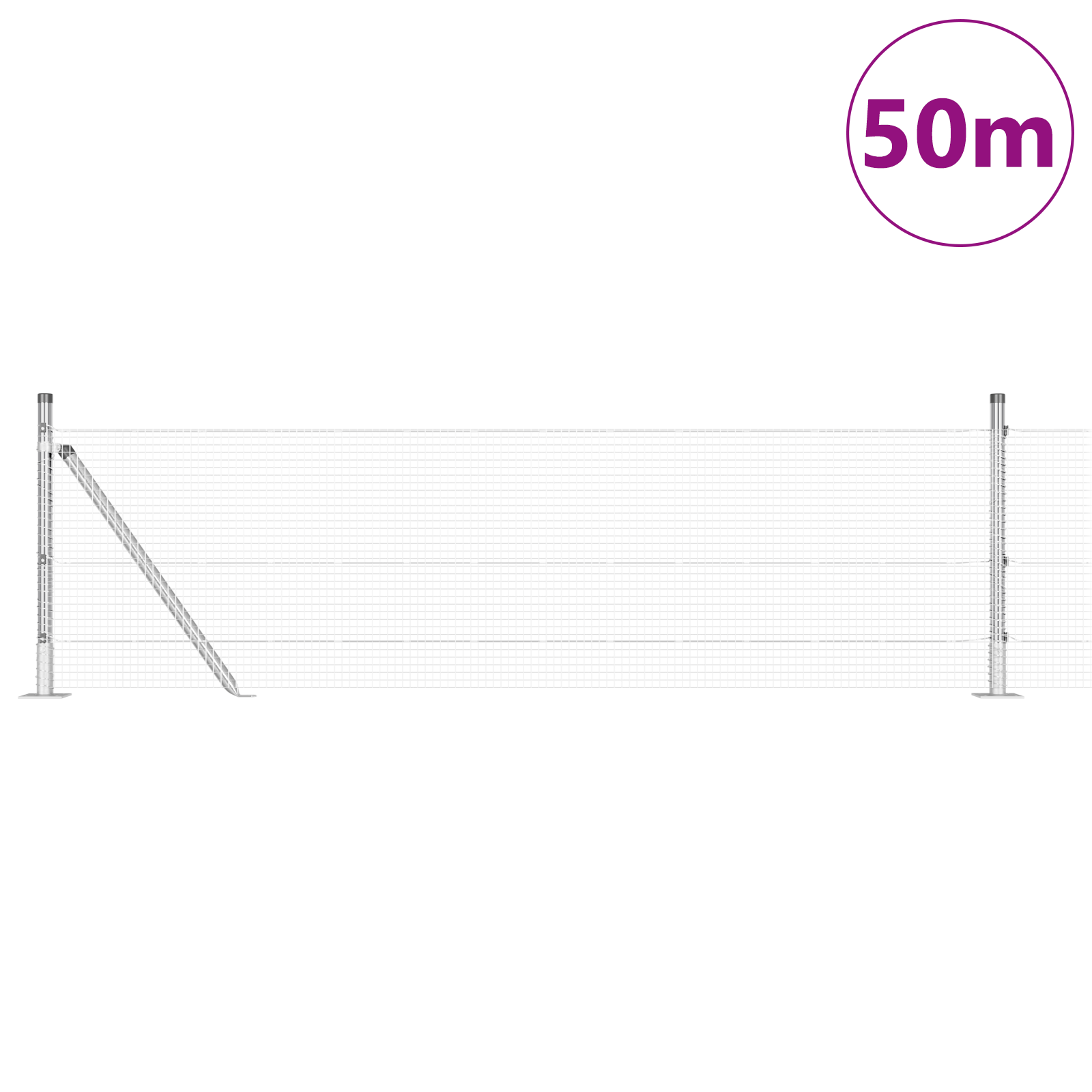 Welded Wire Fence with 13 Flanged Posts Grey 0.6x50 m Steel - Image 3