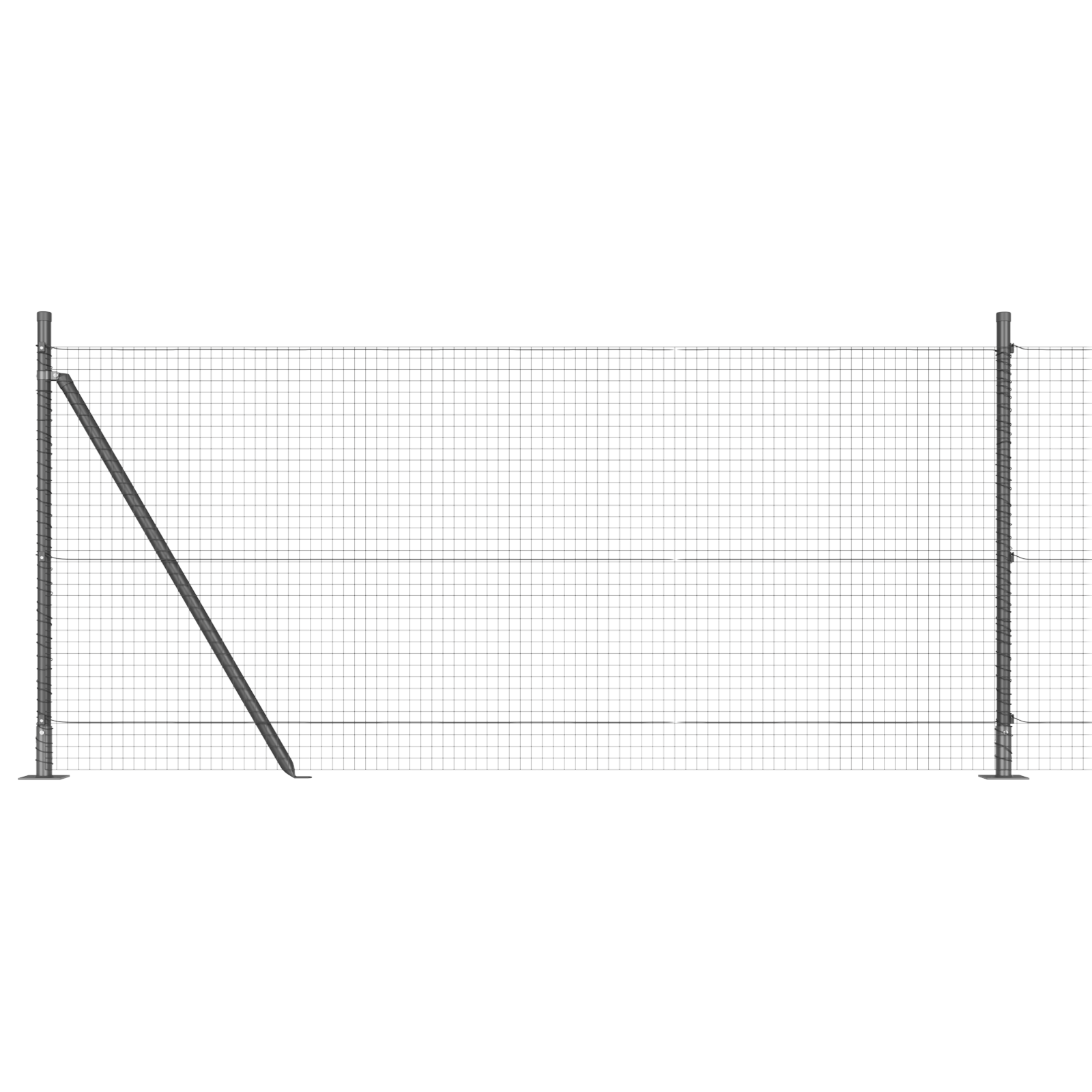 Welded Wire Fence with 13 Flanged Posts Grey 1x50 m Steel - Image 6