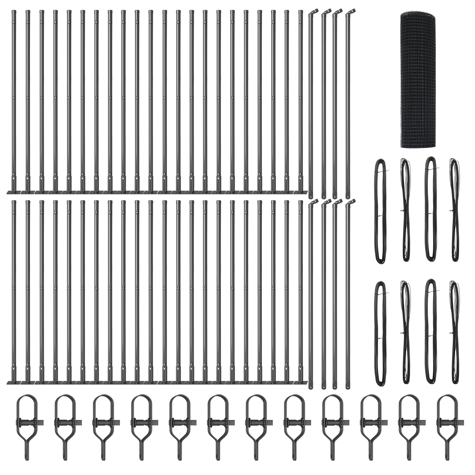 Welded Wire Fence with 13 Flanged Posts Grey 0.5x100 m Steel - Image 2