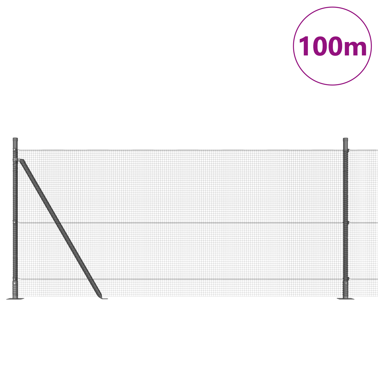 Welded Wire Fence with 13 Flanged Posts Grey 1x100 m Steel - Image 3