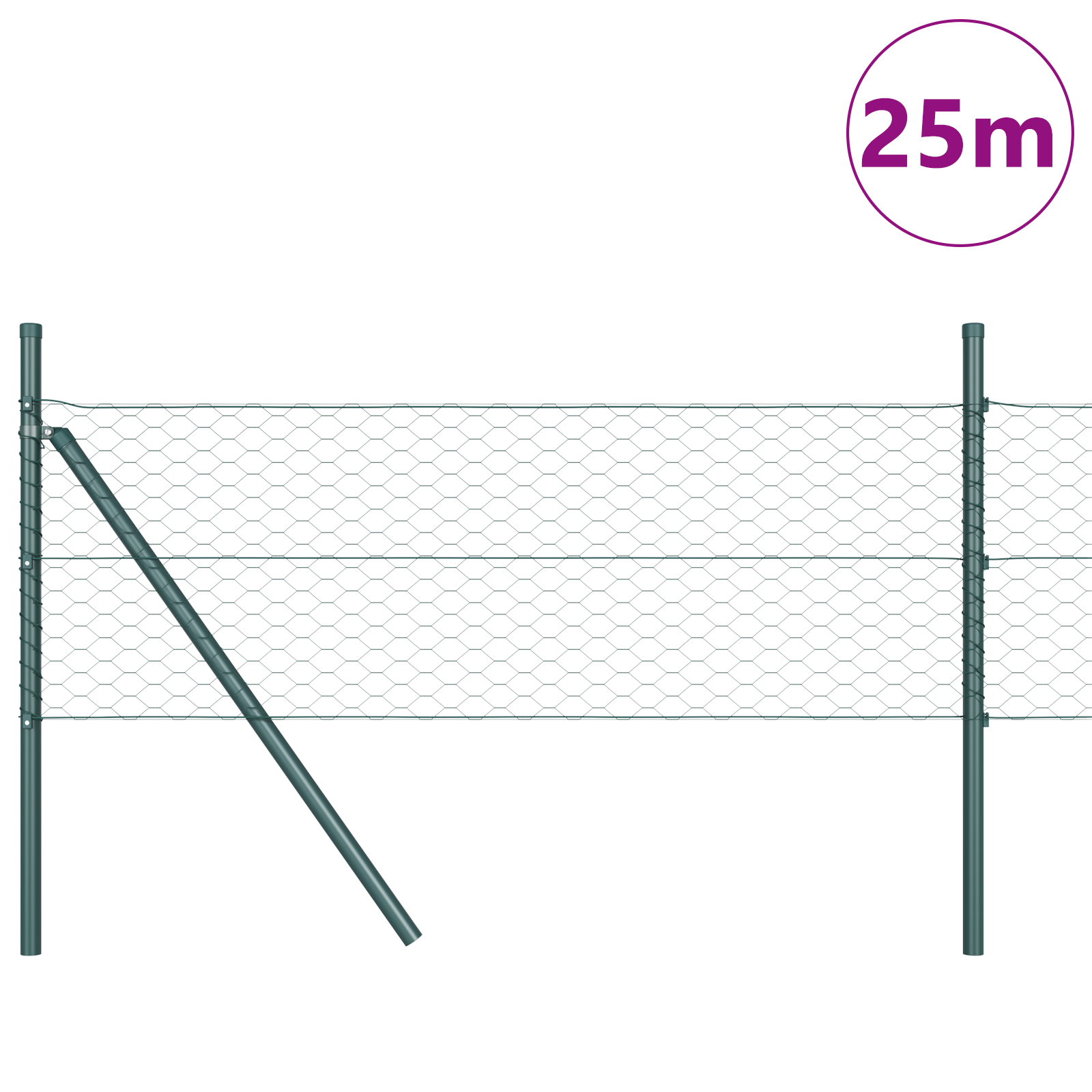 Fencing Set Set of 2 Forest Green Powder-Coated Steel 25 x 0.5 m - Image 3