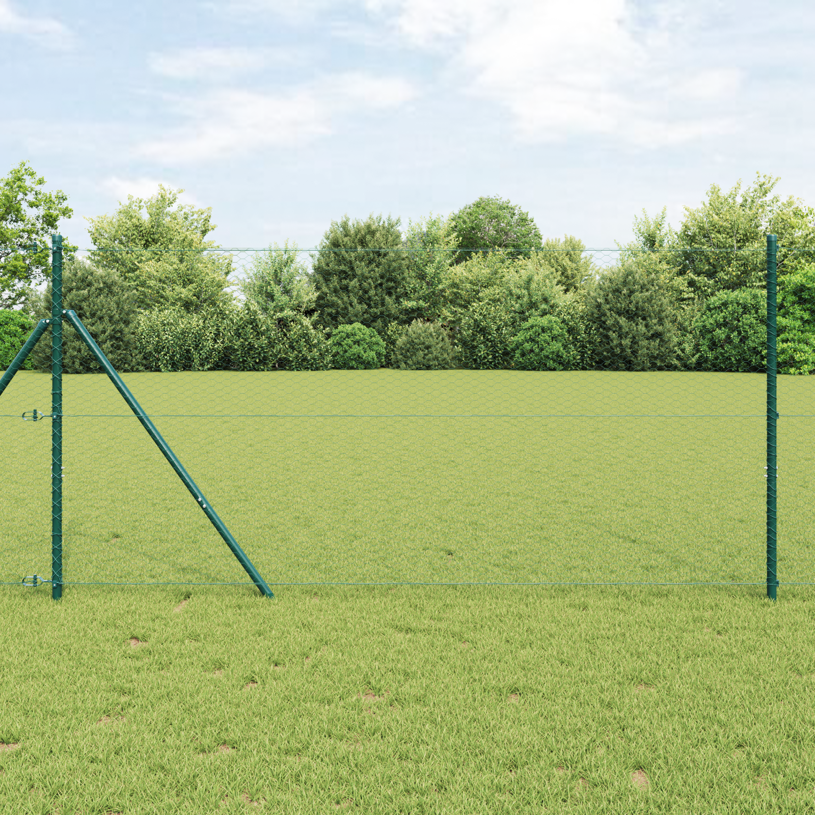 Fencing Set Set of 2 Dark Green Metal 25 x 1 m Outdoor Fencing