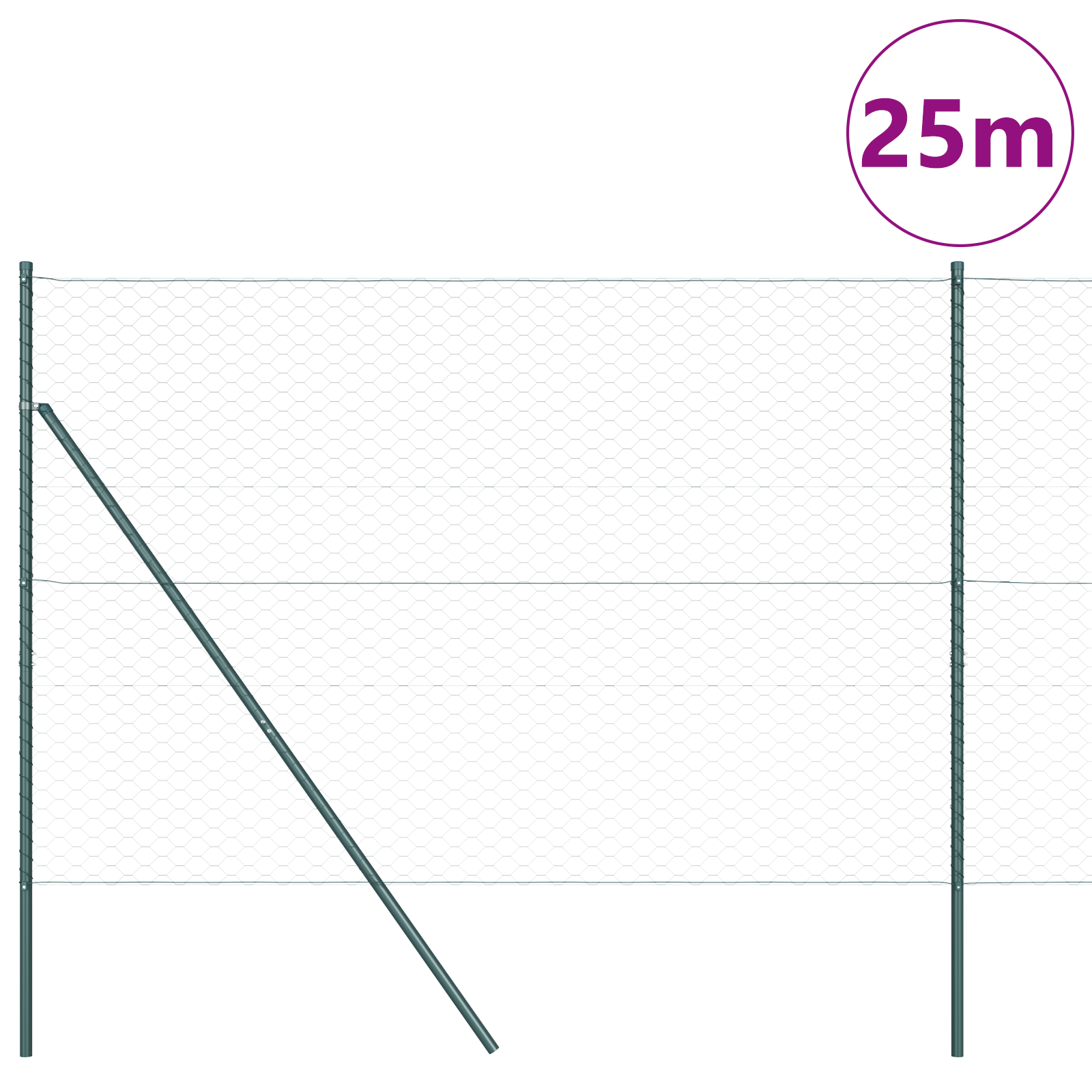 Fencing Set Set of 2 Green Powder-Coated Steel 25 x 1.5 m - Image 3