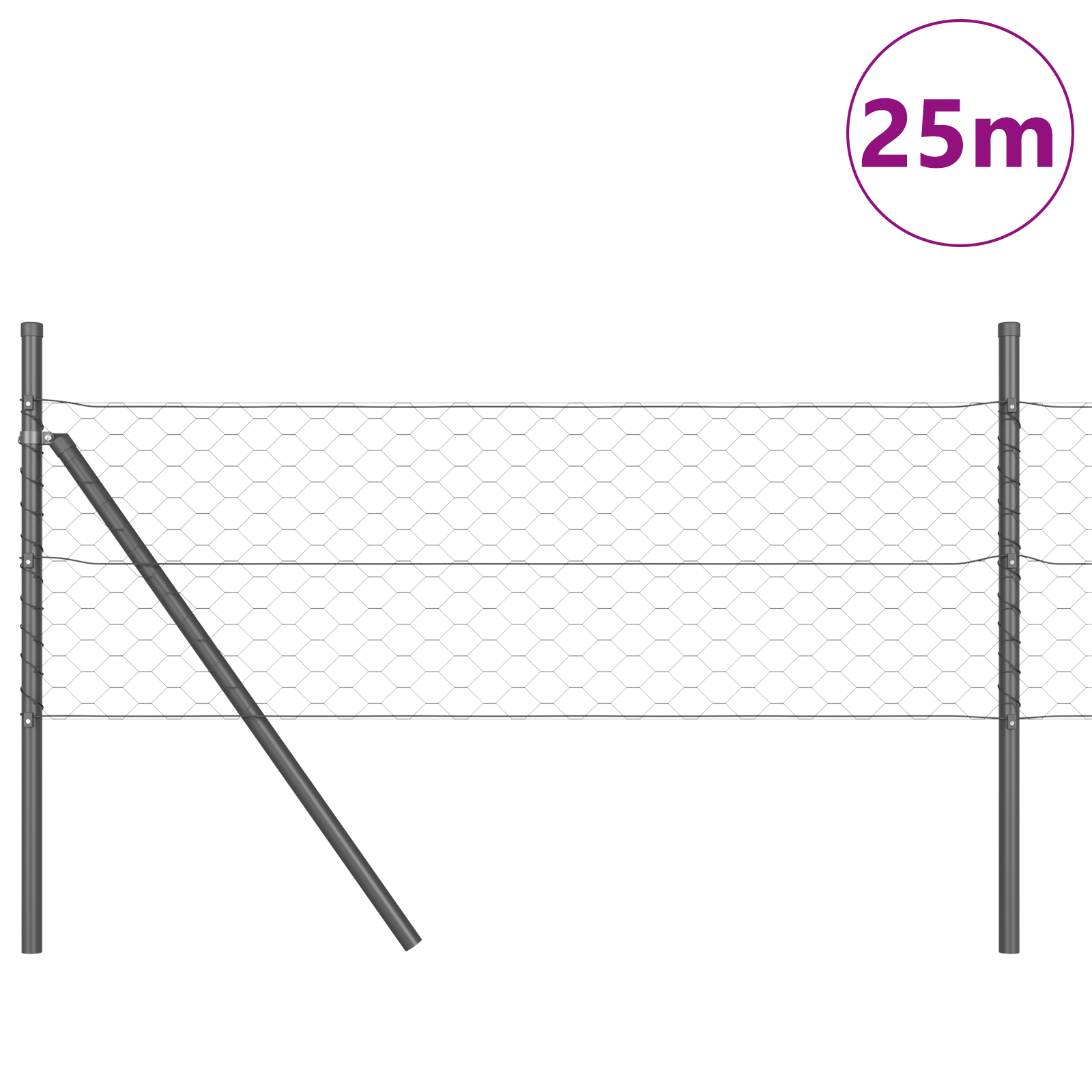 Hexagon Fence Grey 0,4x25 m Steel - Image 3